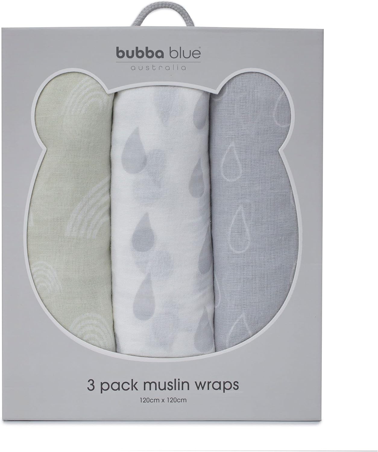 Bubba Blue Nordic Muslin Wrap 120 X 120 Cm Size, Grey/Sand (Pack of 3)