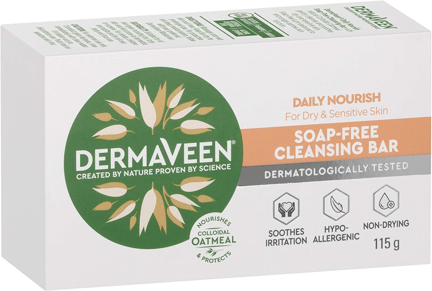 Dermaveen Daily Nourish Soap-Free Cleansing Bar, 115G