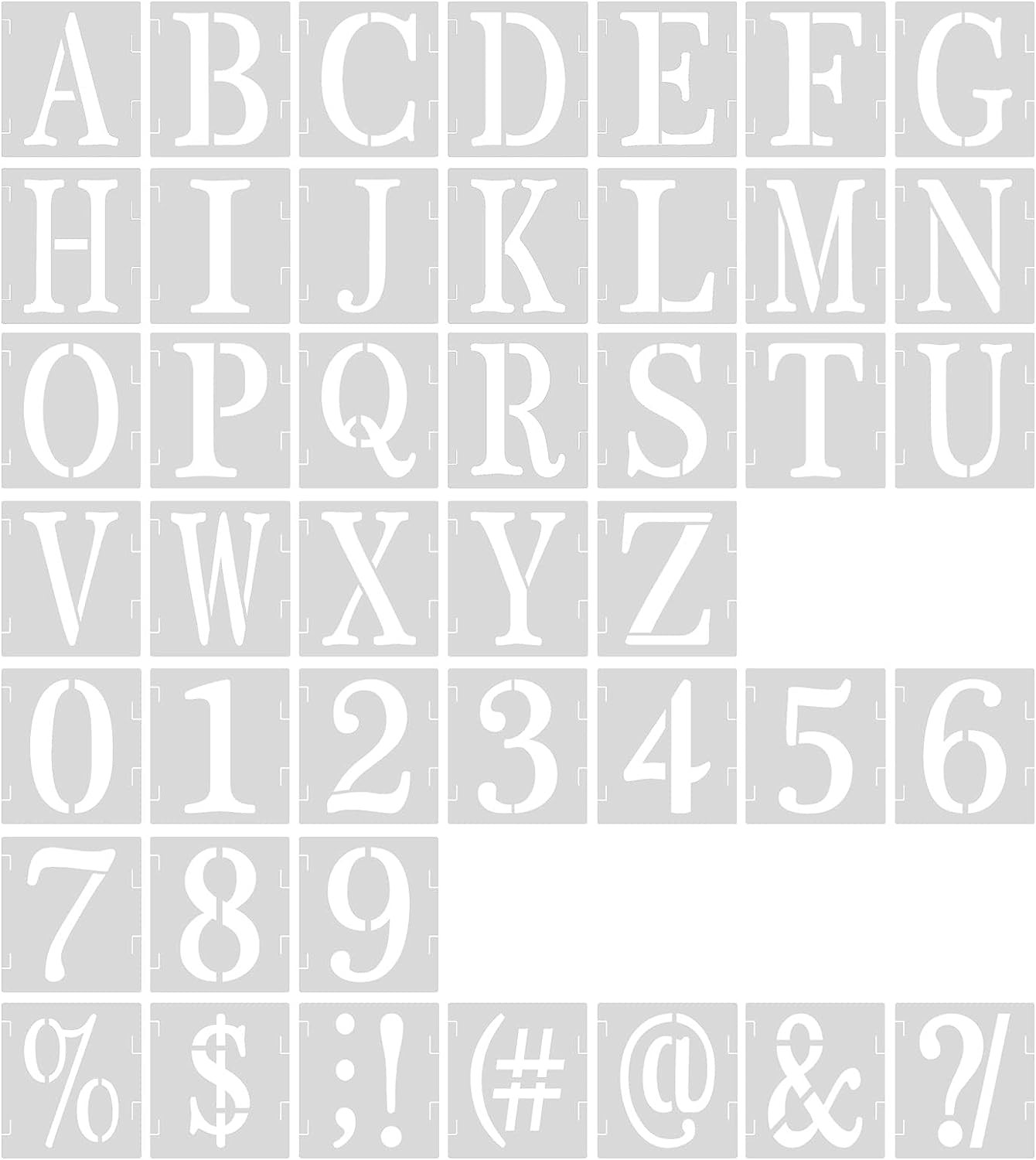 AIEX 43Pcs Letter and Number Templates, Reusable Plastic Uppercase Letter Stencils Alphabet Stencils Punctuation Marks Symbol Numbers Craft Stencils for Scrapbook Painting DIY Craft (2 Inch)