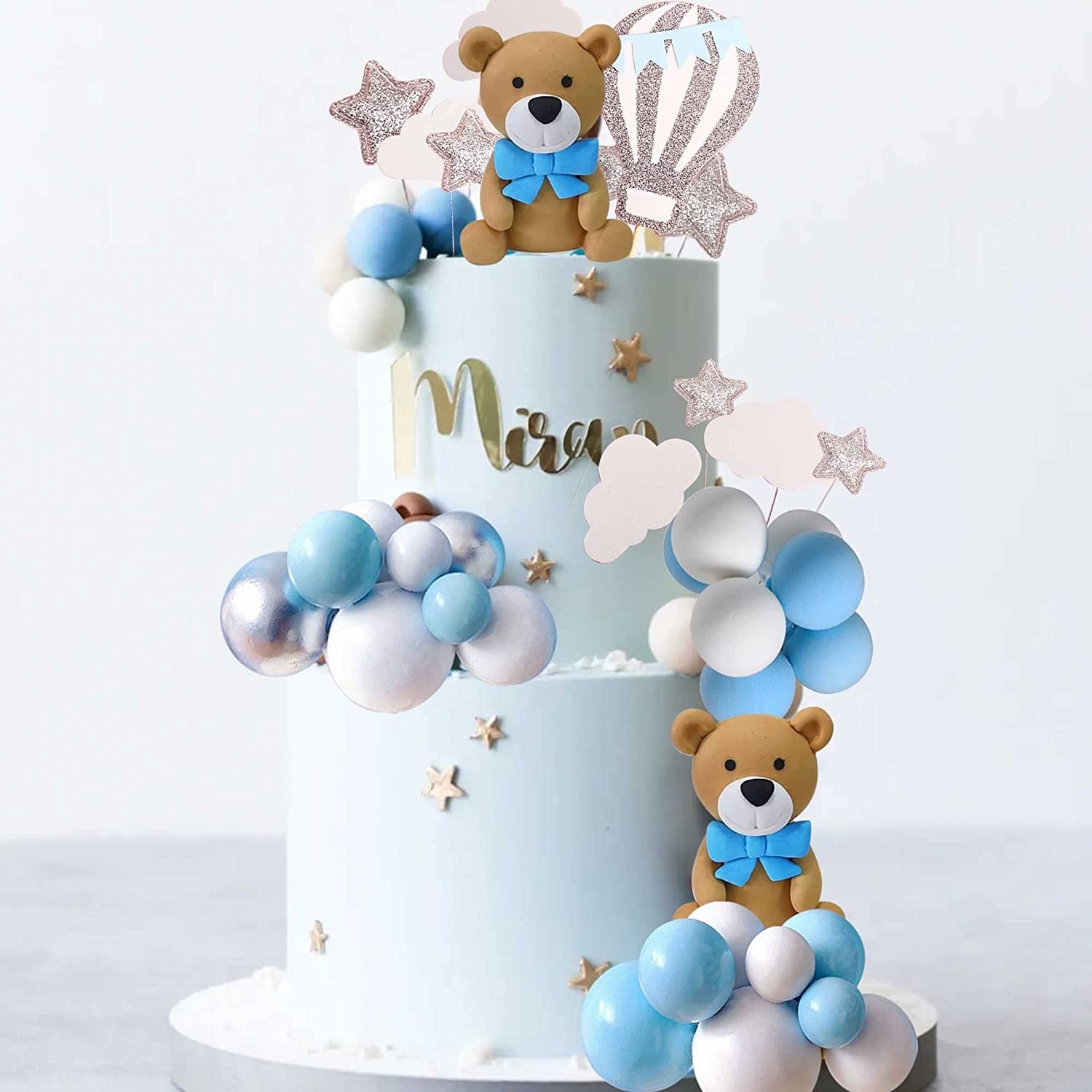 Jevenis Teddy Bear Cake Decoration Baby Boy Cake Decoration Baby Shower Cake Decoration Teddy Bear Birthday Party Supplies Teddy Bear Birthday Decoration