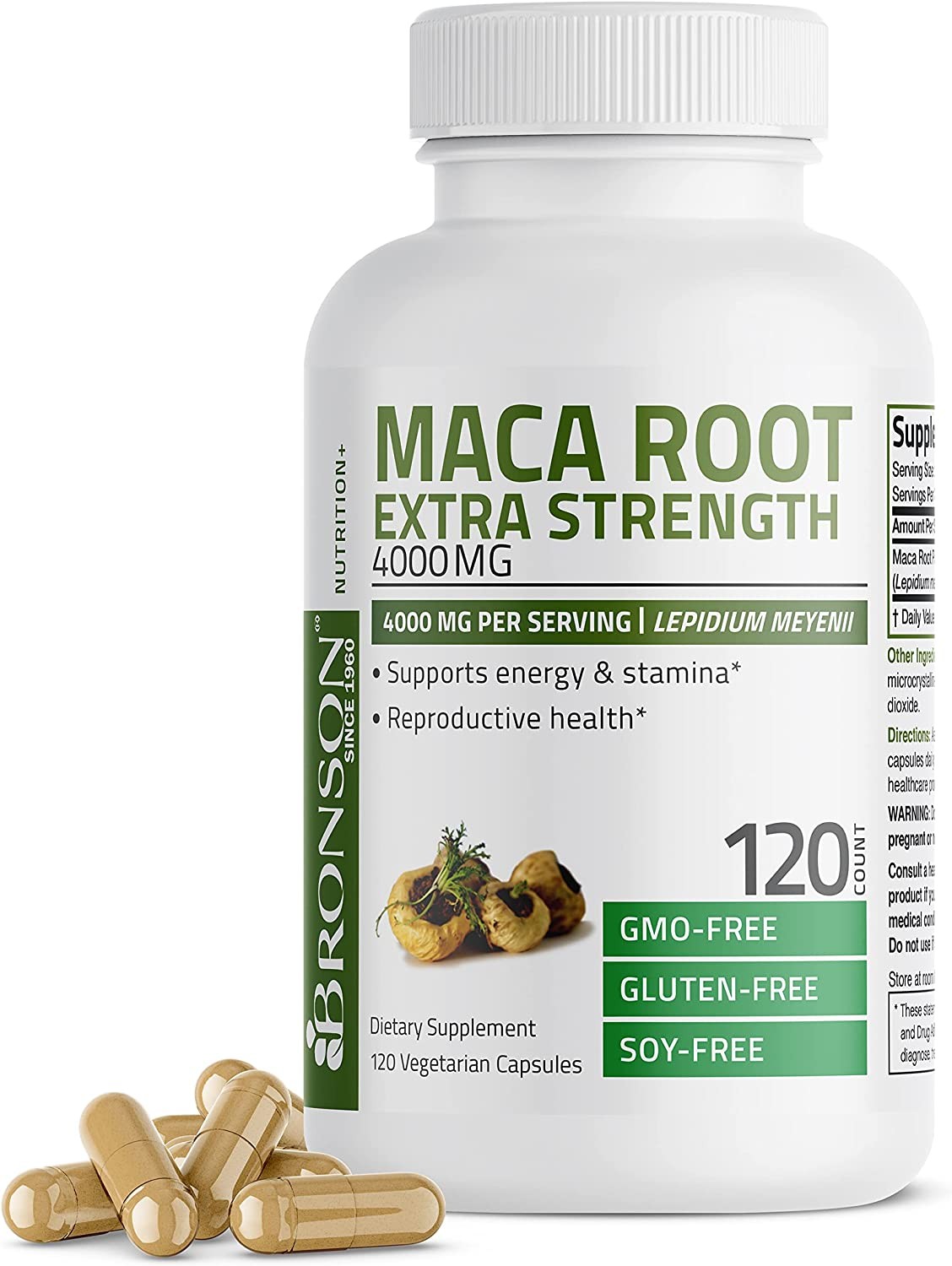 Bronson Maca Root Extra Strength 4000 MG per Serving, Lepidium Meyenii – Non-Gmo, 120 Vegetarian Capsules