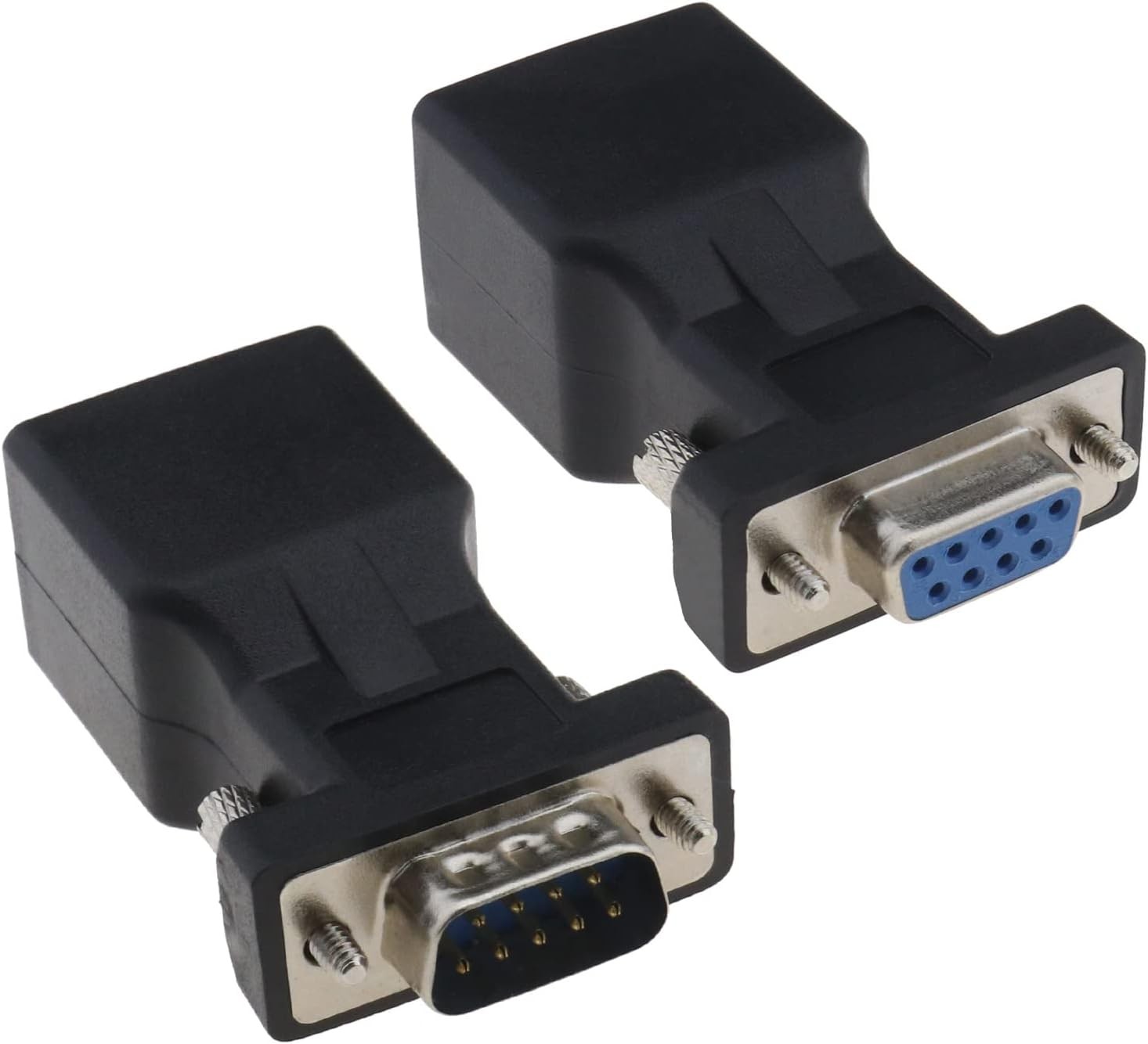 2PCS 9-Pin RS232 DB9 to RJ45 Serial Adapter Ethernet Converter for Standard 9 Pin D-Sub RS-232 Devices Computer Laptop Printer DB9-F to RJ45-F & DB9-M to RJ45-F