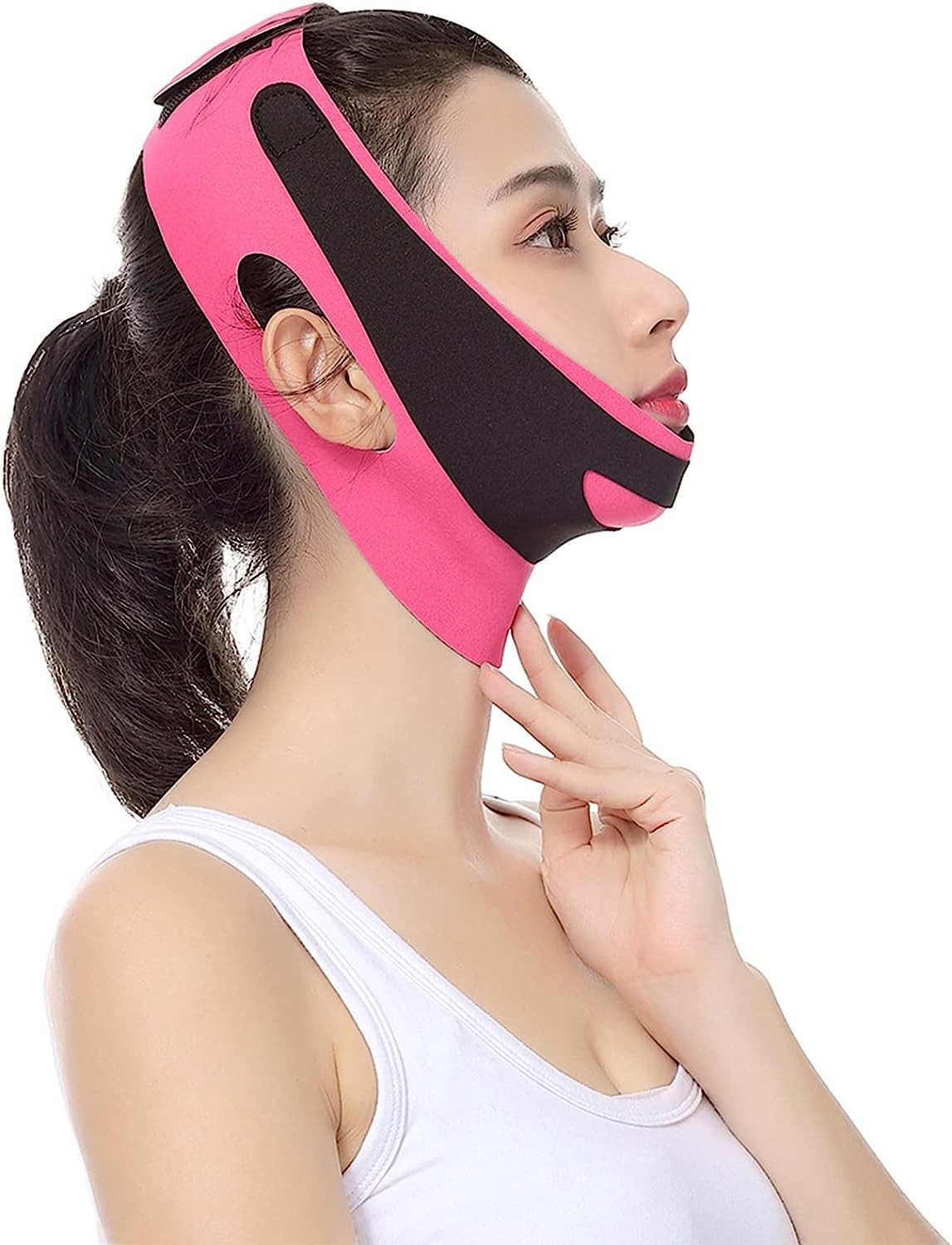 Face Lifting Belt Elastic Face Slimming Bandage V Line Face Shaper Women Chin Cheek Lift up Belt Facial anti Wrinkle Strap Face Care Slim Tools (Color : Pink)