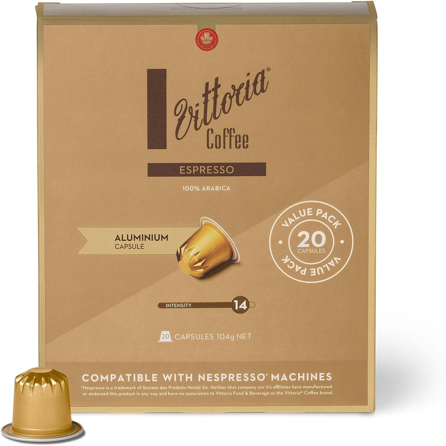 Vittoria Coffee Espresso Nespresso Compatible Aluminium Capsules 104 G