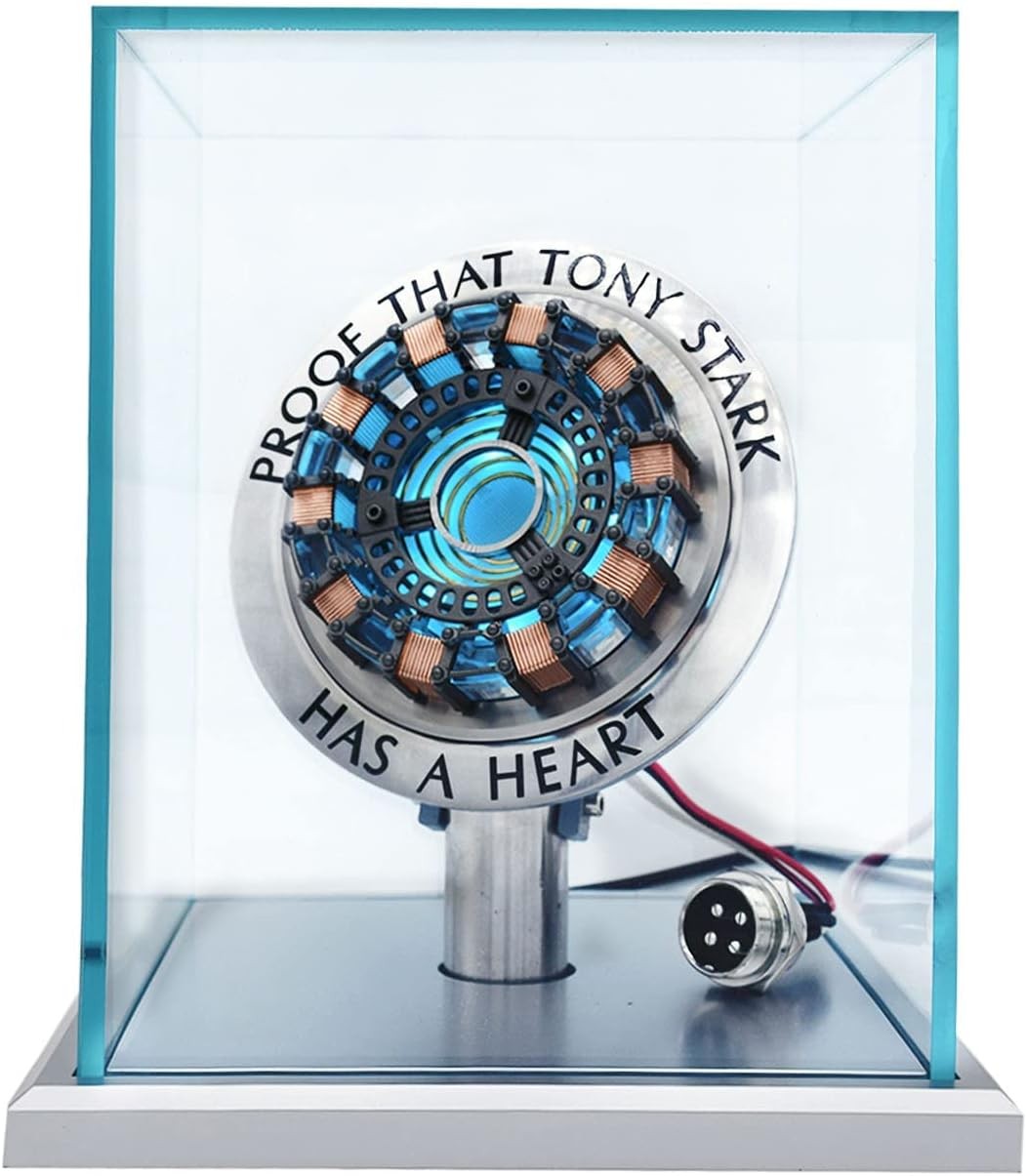 New Version 1:1 Iron Man Arc Reactor Mk1,With LED Light, Tony Stark Has a Heart Touch Sensitive, No Remote Control Required,Totally Easy Assembly ,USB Interface (With Display Case)