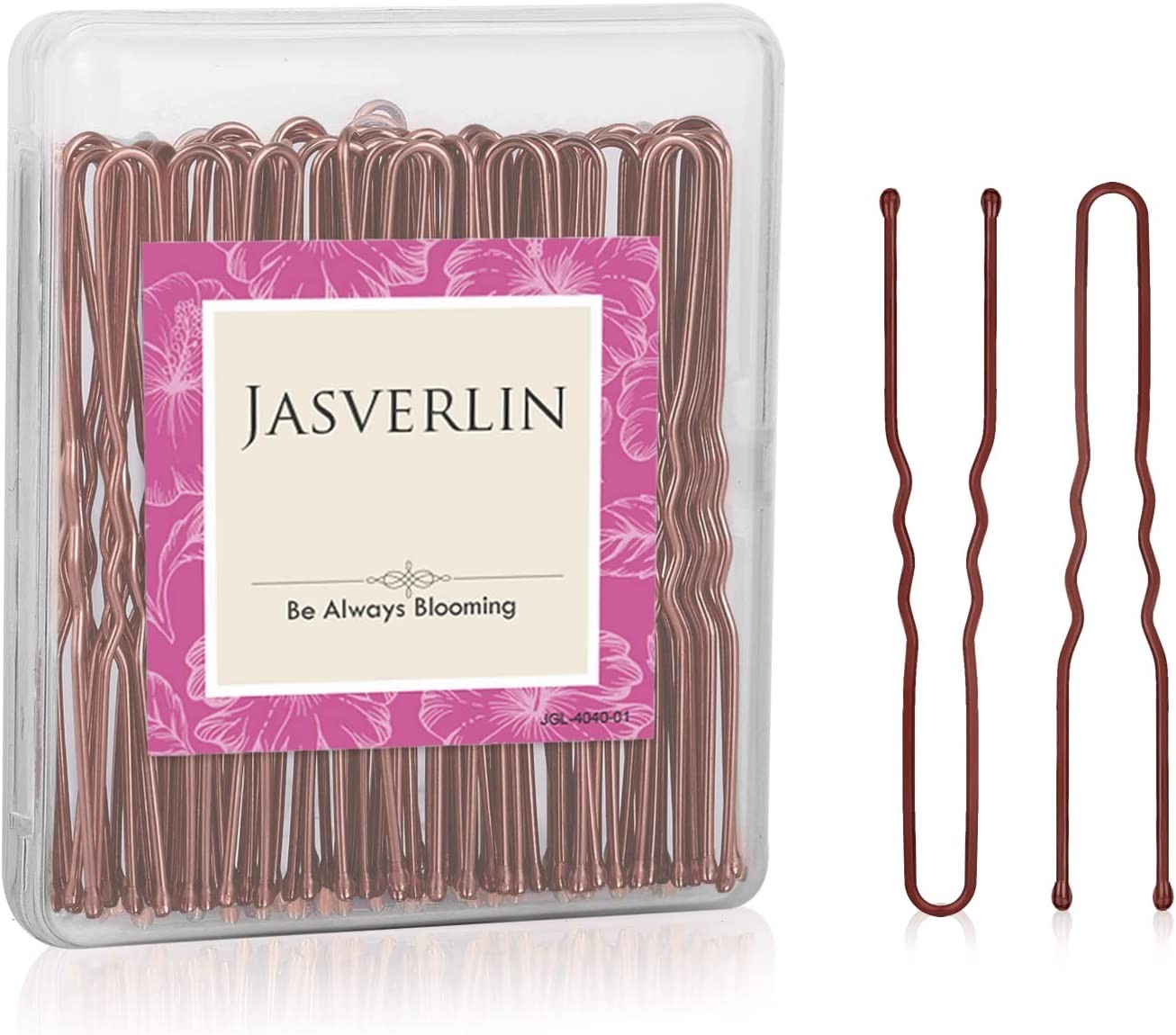 JASVERLIN U Pins Hair Brown Bobby Pins, U Shaped Hair Pins Bun Pins Hairpins for Women Styling Long Large Metal Updo Ballet Dance Bun Accessories 2.4 In