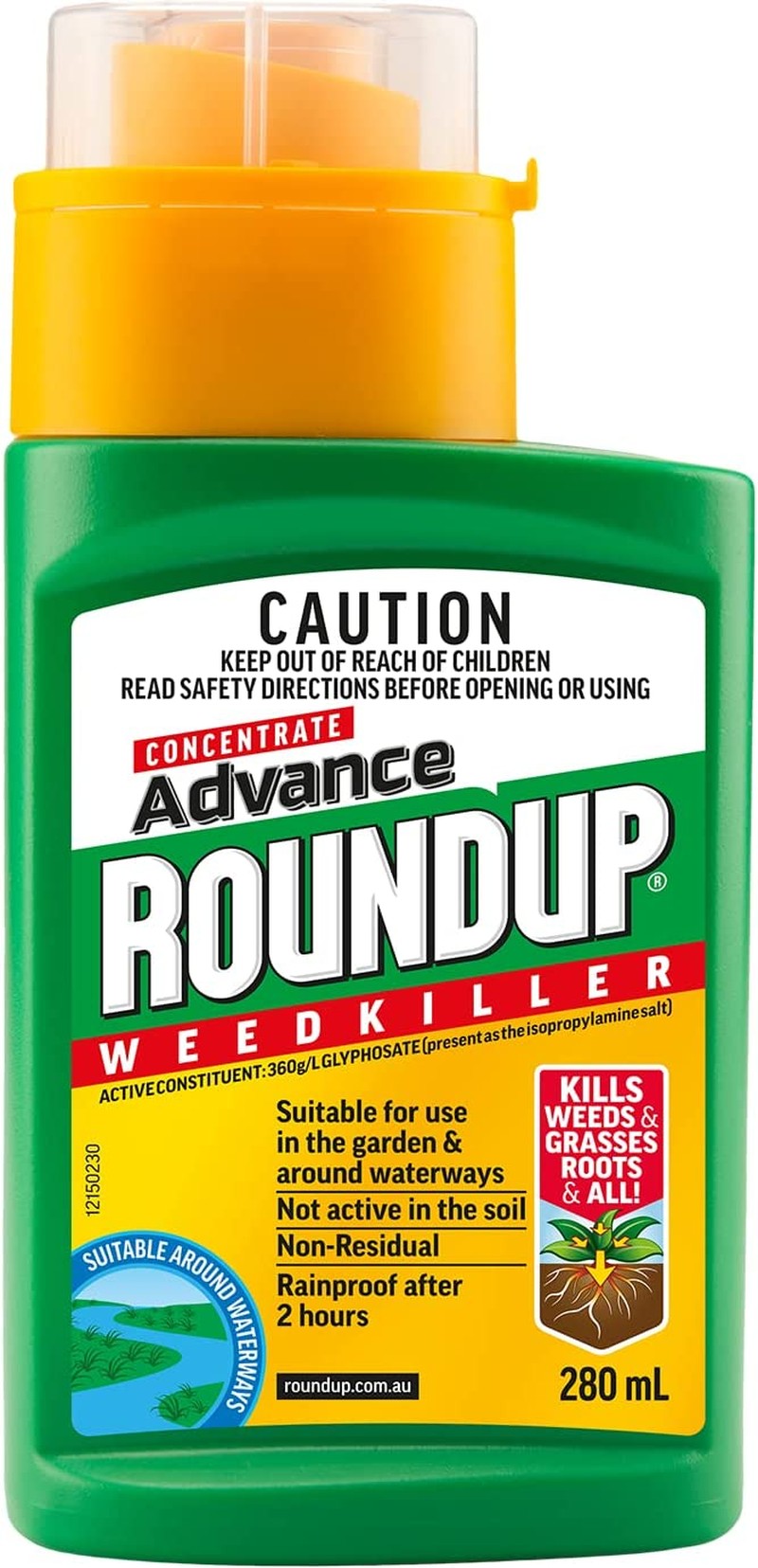 Roundup Advance Concentrate Weed Killer 280Ml – Suitable for Garden and Waterways – Non-Residual – Rainproof after 2H