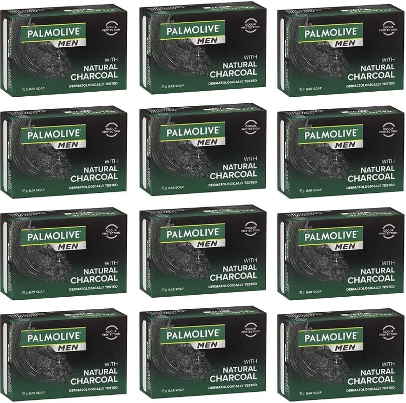 Palmolive Men Bar Soap with Natural Charcoal 115G, Pack of 12