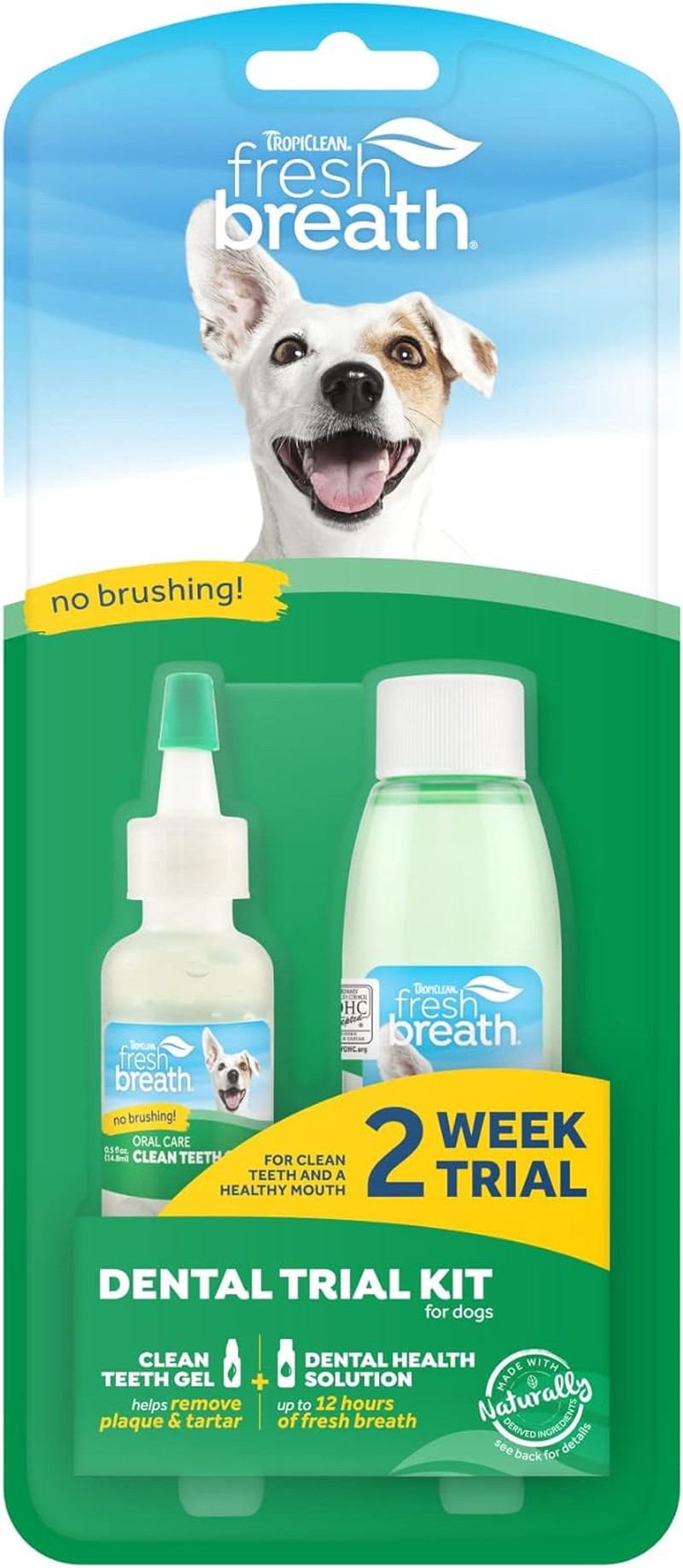 Tropiclean Fresh Breath Dental Trial Kit for Dogs with Teeth Cleaning Gel and Dental Health Water Additive Solution