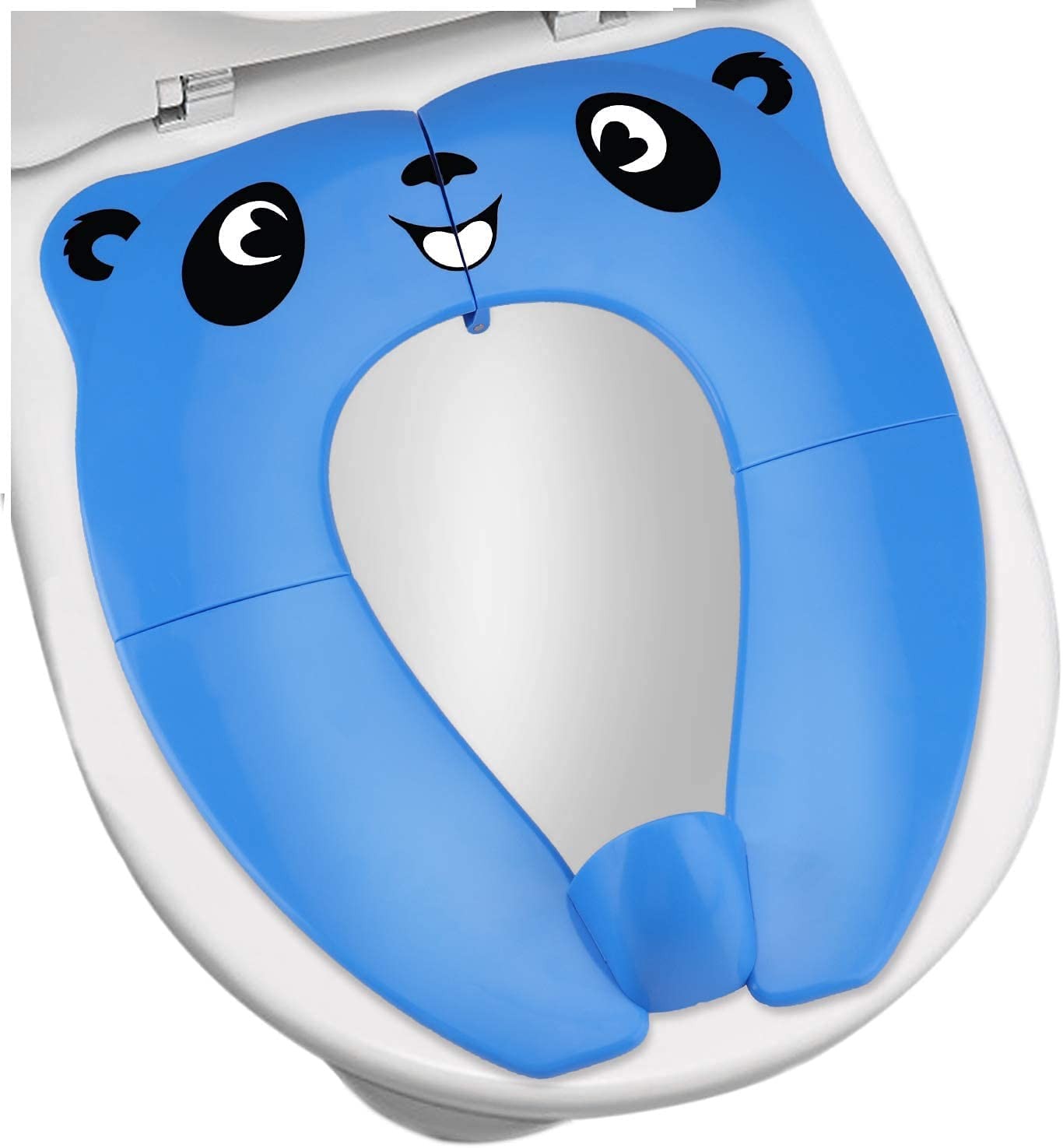 Circle-Q Upgrade Portable Potty Seat with Splash Guard for Toddler, Foldable Travel Potty Seat with Carry Bag, Non-Slip Pads Toilet Potty Training Seat Covers for Baby, Toddlers and Kids (Blue)