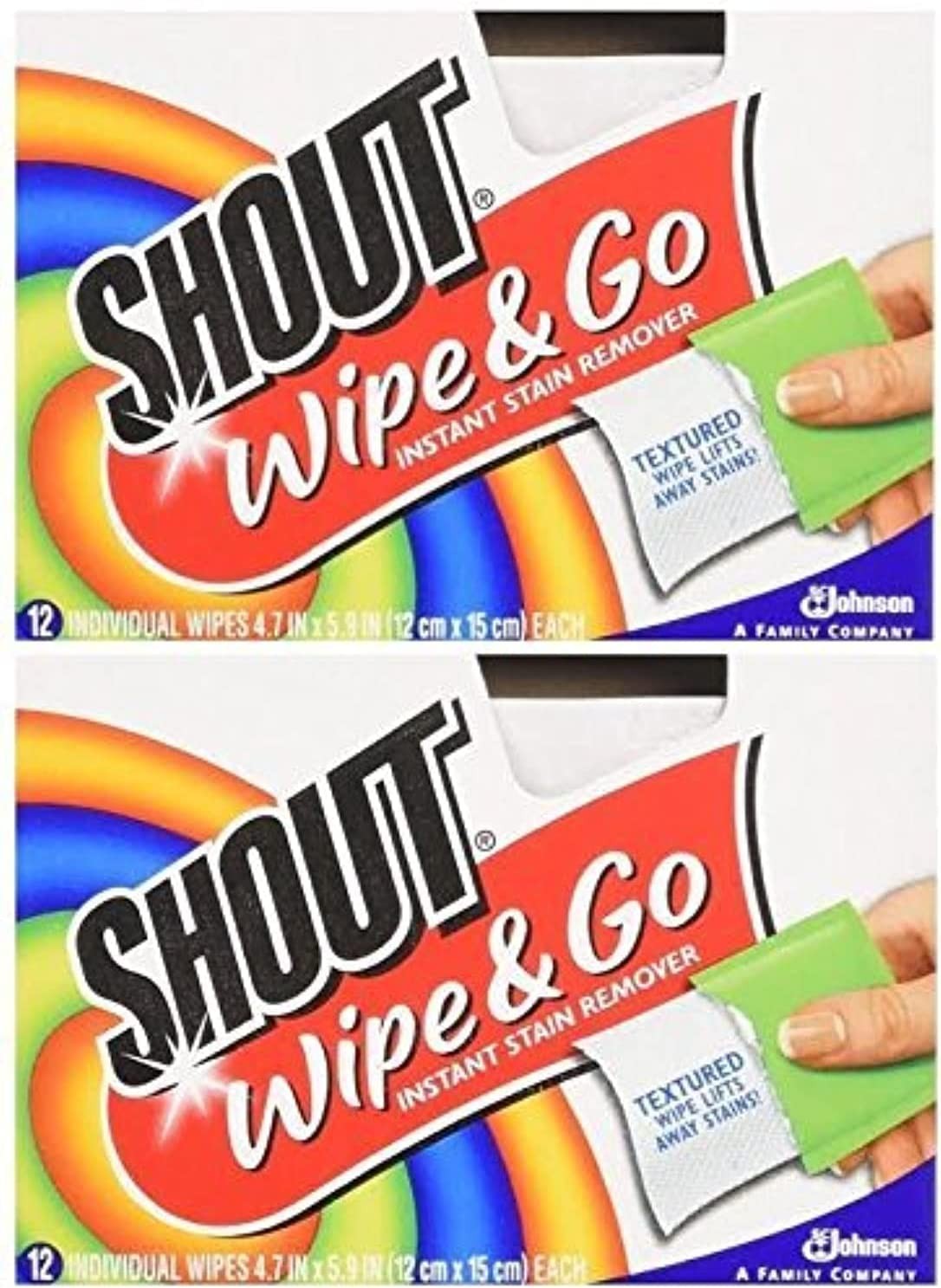 Shout Wipes – Portable Stain Treater Towelettes Pack of 2, 24 Wipes Count, Multicolor