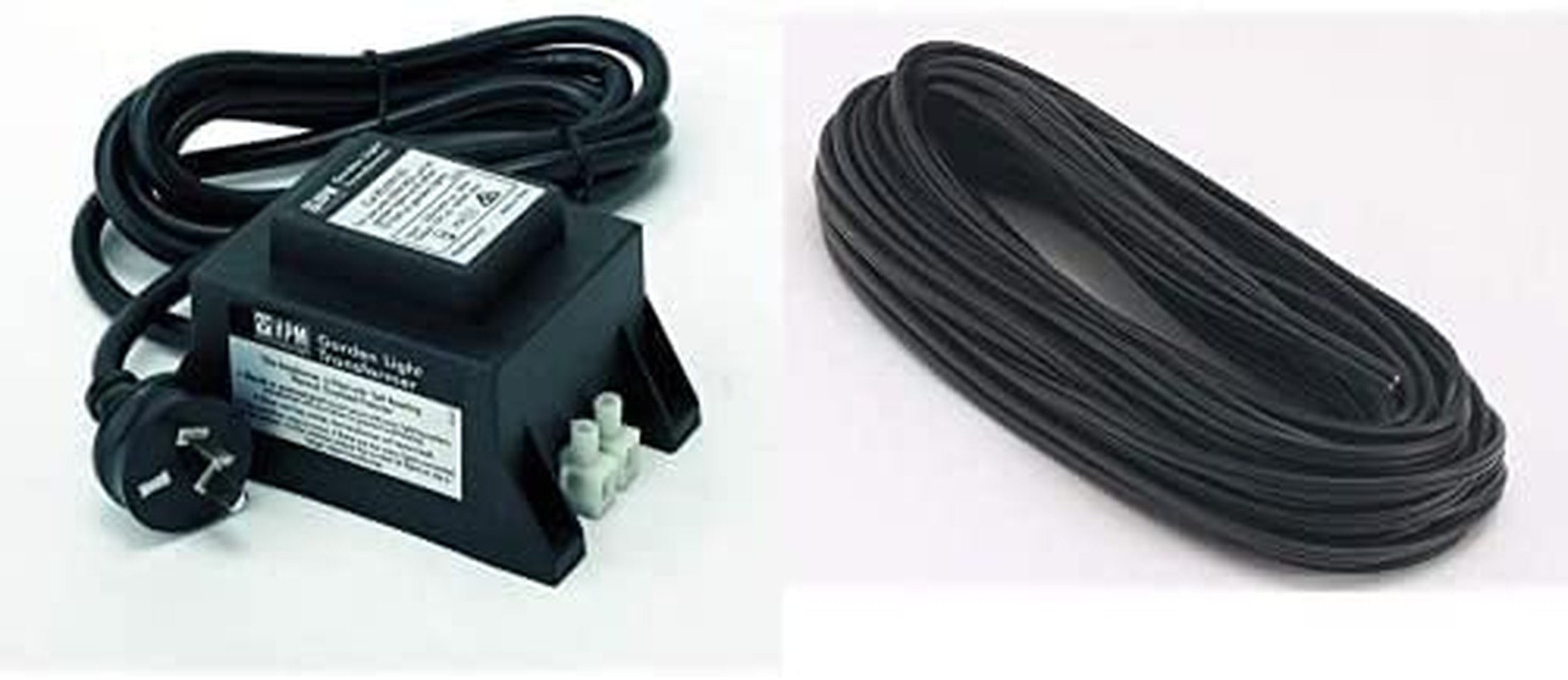 HPM 12V 150VA Garden Lighting Transformer + RGLCL21/30 30M Extra Heavy Duty Garden Light Cable, Black