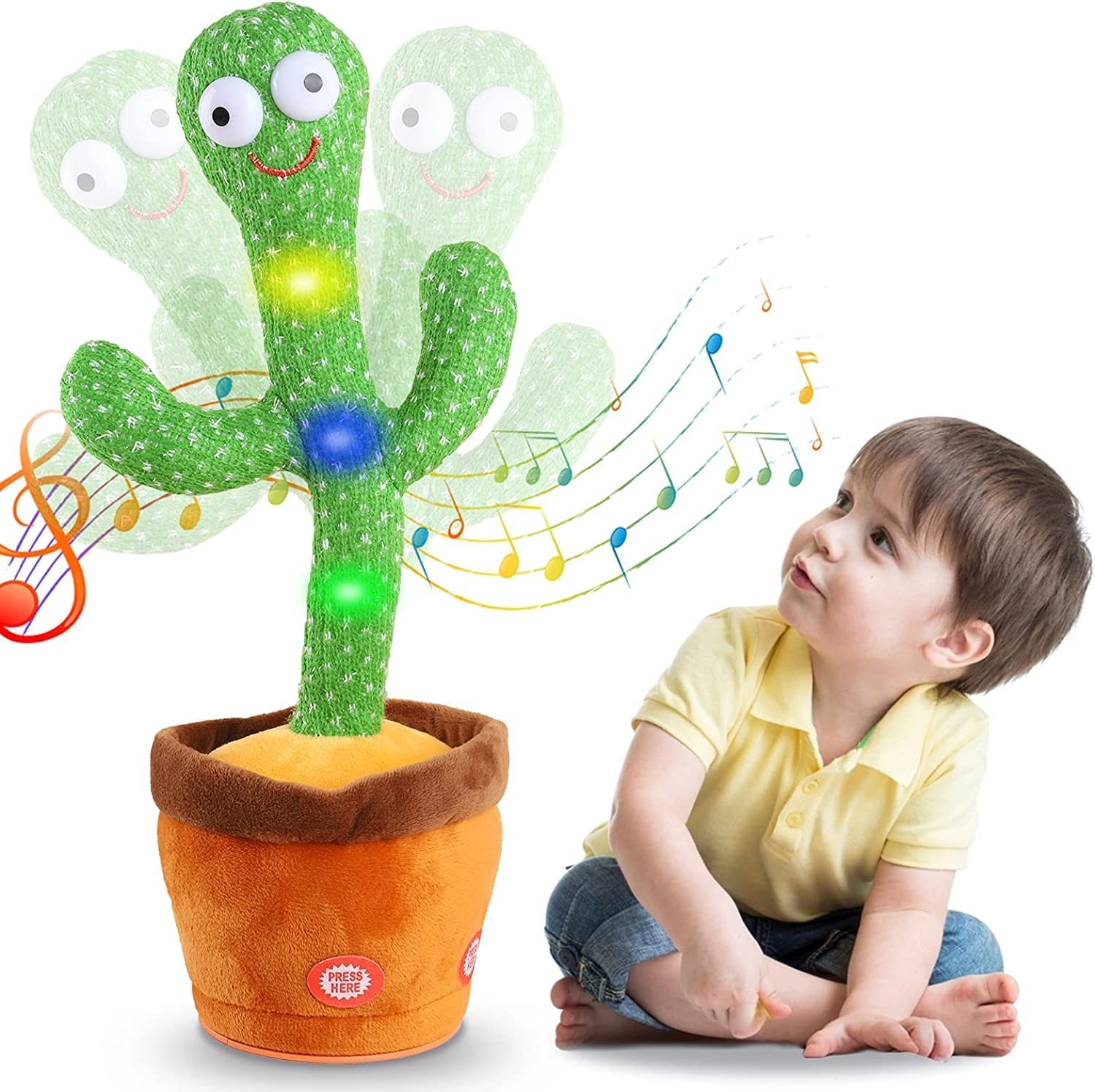 Talking Cactus,Dancing Cactus Electronic Talking Plush Toy with Lighting, Singing Cactus Recording and Repeats What You Say, Cactus Plush Toy for Children Family Decoration Fun Toys (Dancing Cactus)