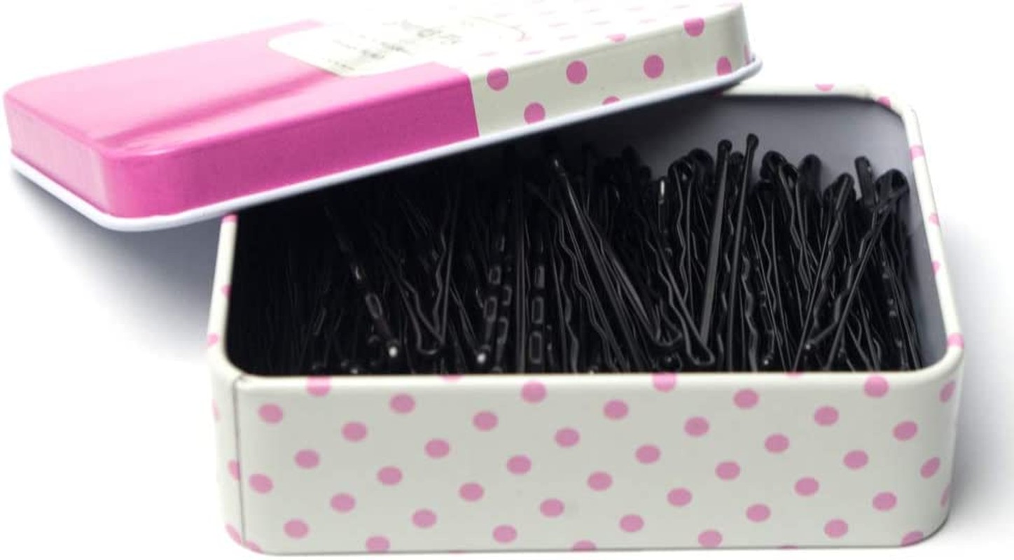 Hair Bobby Pins Black with Cute Case, 200 CT Bobby Pins for Buns, Premium Hair Pins for Kids, Girls and Women, Great for All Hair Types, 2.16 Inch (Black)