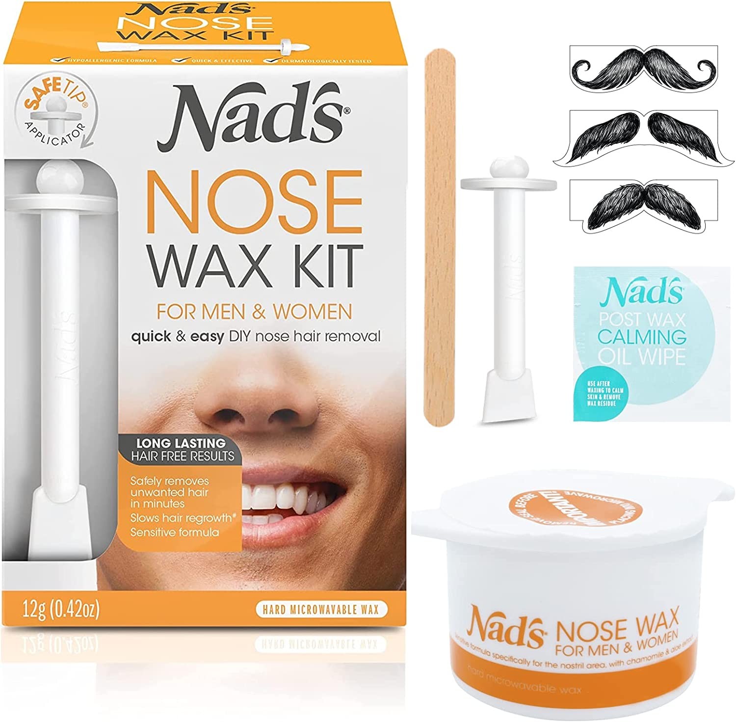 Nads Hair Removal Nose Wax Kit for Men & Women, Nose Waxing Kit, Nose Hair Removal, Nose Wax 12G