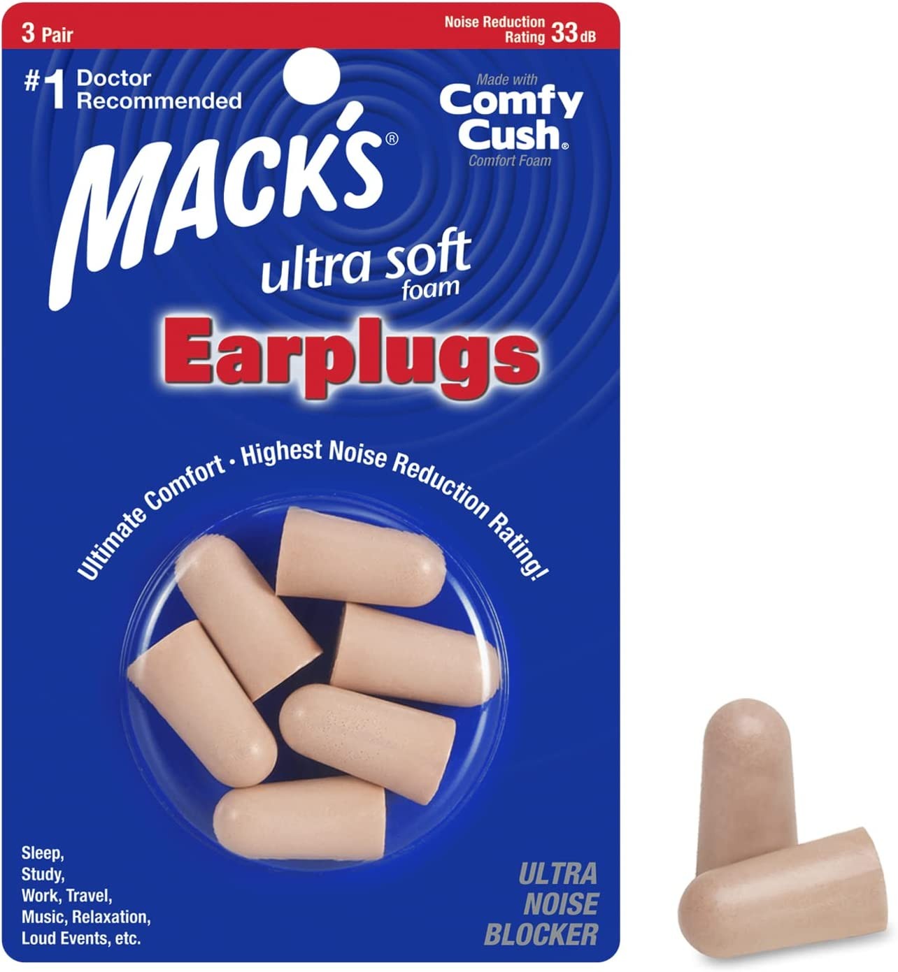 Macks Ultra Soft Foam Earplugs 3 Pair