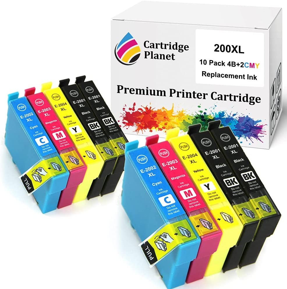 Cartridge Planet 10 Pack (4BK,2C,2M,2Y) Compatible Ink for Epson 200XL for Epson Expression Home XP-100 XP-200 XP-300 XP-310 XP-314 XP-400 XP-410 Workforce WF-2510 WF-2520 WF-2530 WF-2540