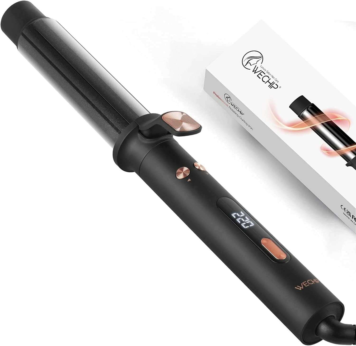 Wechip Rotating Curling Iron, Automatic Hair Curler, Curling Iron, Curling Wand for Waves with Extra Long Tourmaline Ceramic Barrel