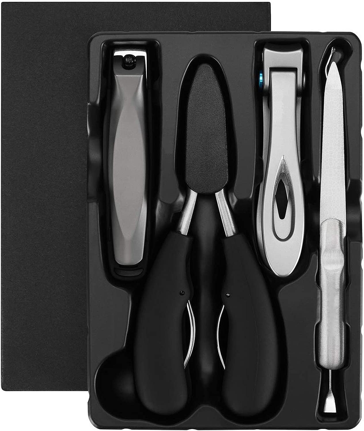 Premium Large Nail Clippers Set (5Pcs), Manicure Set Sharp Stainless Steel Heavy Duty Toenail Clippers and Fingernail Clippers Kit for Thick Nails and Ingrown Toe Nail, Suitable for Adult Seniors Men Women