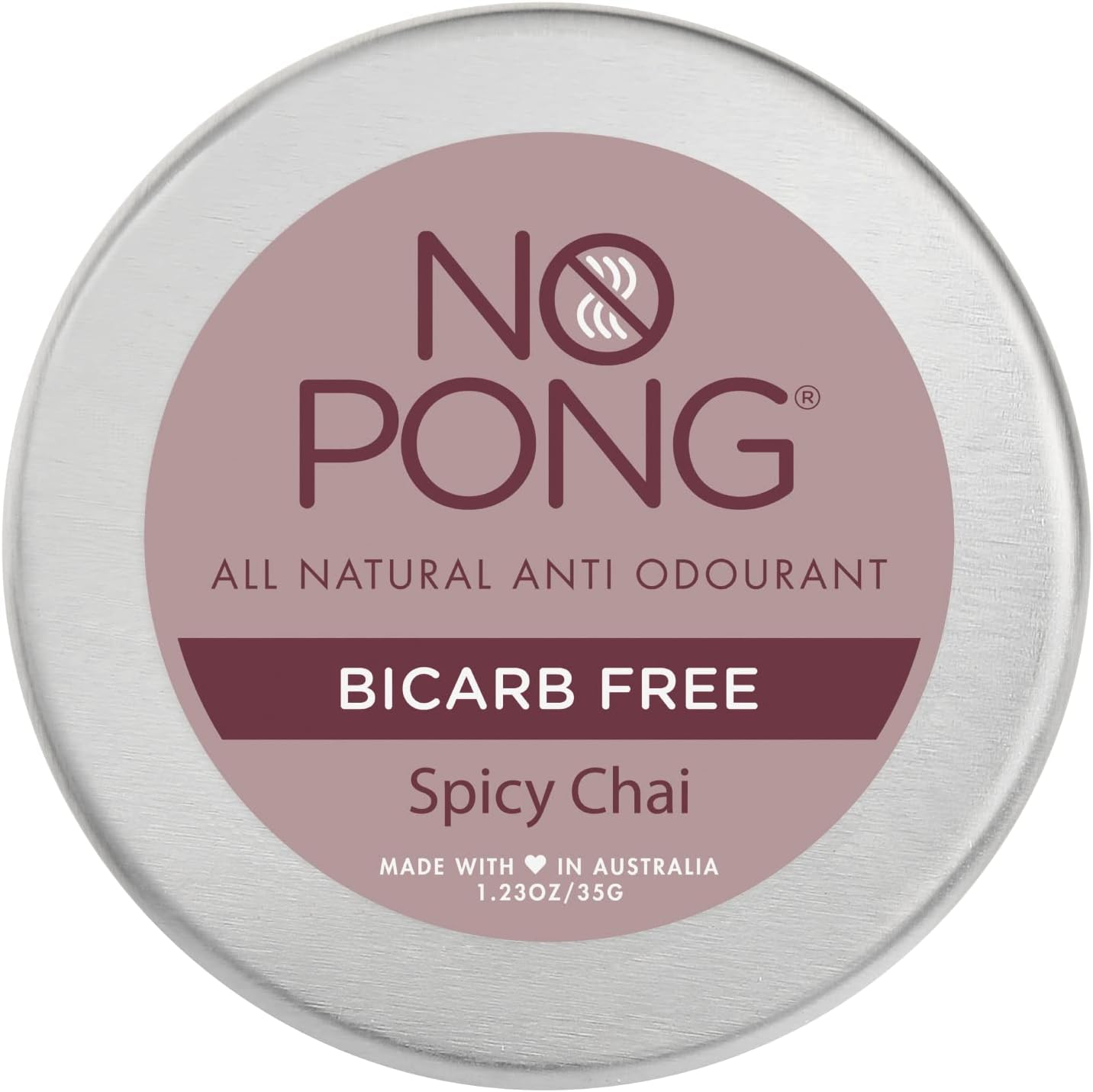 No Pong All Natural Deodorant – Spicy Chai – Bicarb Free. No Aluminium, No Palm Oil Formulation 35G