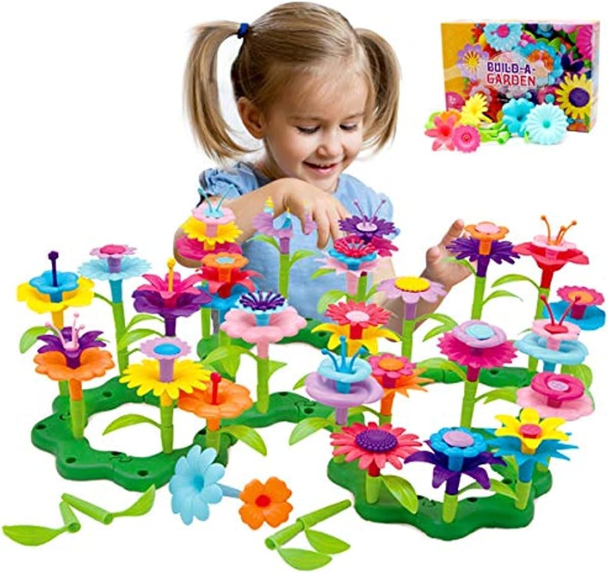 FUZETAO Flower Garden Building Set 98 PCS Arts and Crafts for Girls 11 Colors Birthday Gifts Christmas Gifts for 3-6 Year Old Girls