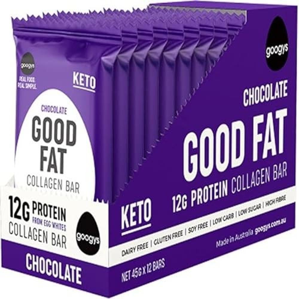 Googys Good Fat Keto Chocolate Collagen Bars 12 X 45 G