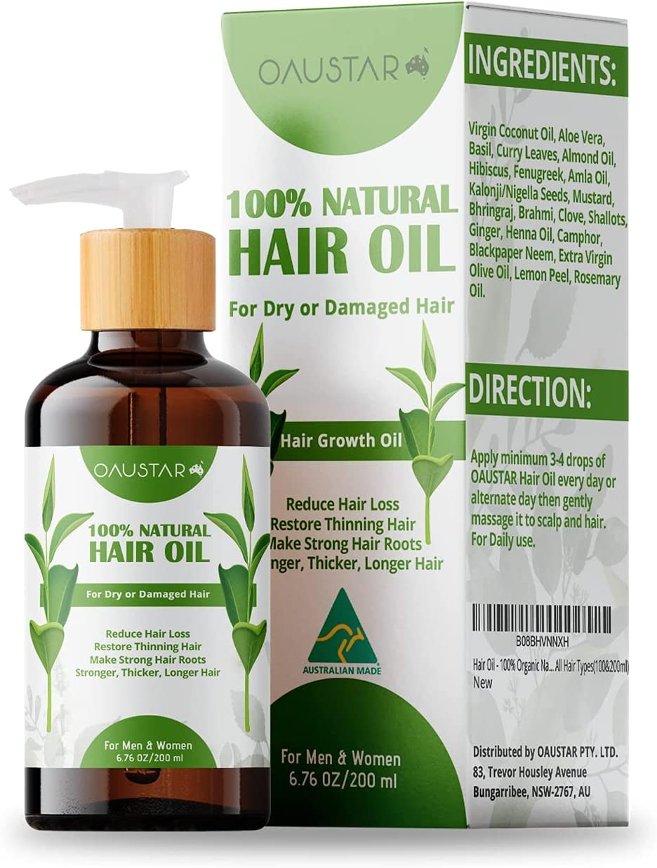 Hair Oil – 100% Organic Natural Herbal Hair Growth Treatment-For All Hair Types(100&200Ml)