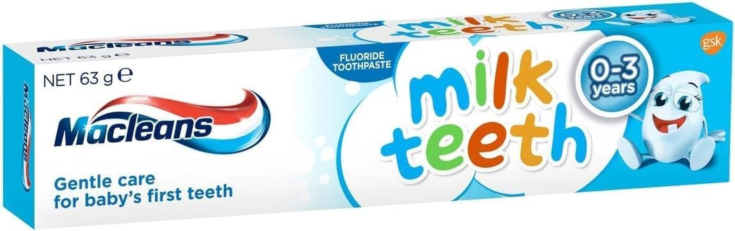 Macleans Infant Milk Teeth Fluoride Toothpaste for Ages 0-3, 63G