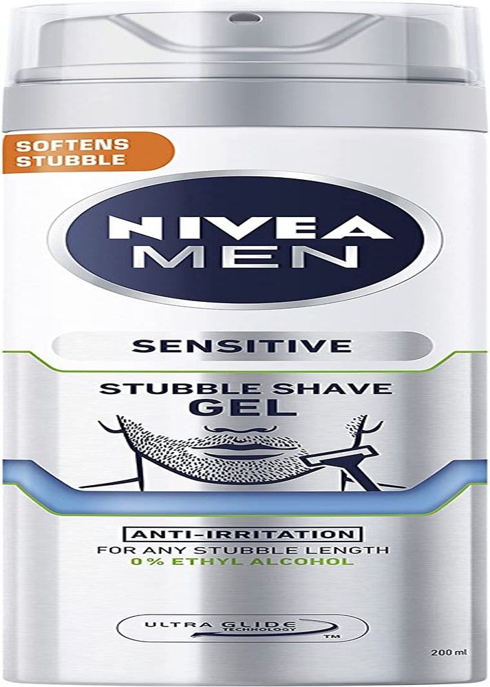 NIVEA MEN Stubble Shave Gel for Sensitive Skin, 200 Milliliters