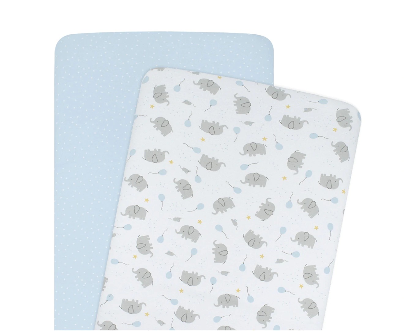 2Pc Living Textiles Baby Cotton Jersey Bassinet Fitted Sheet Mason Elephant