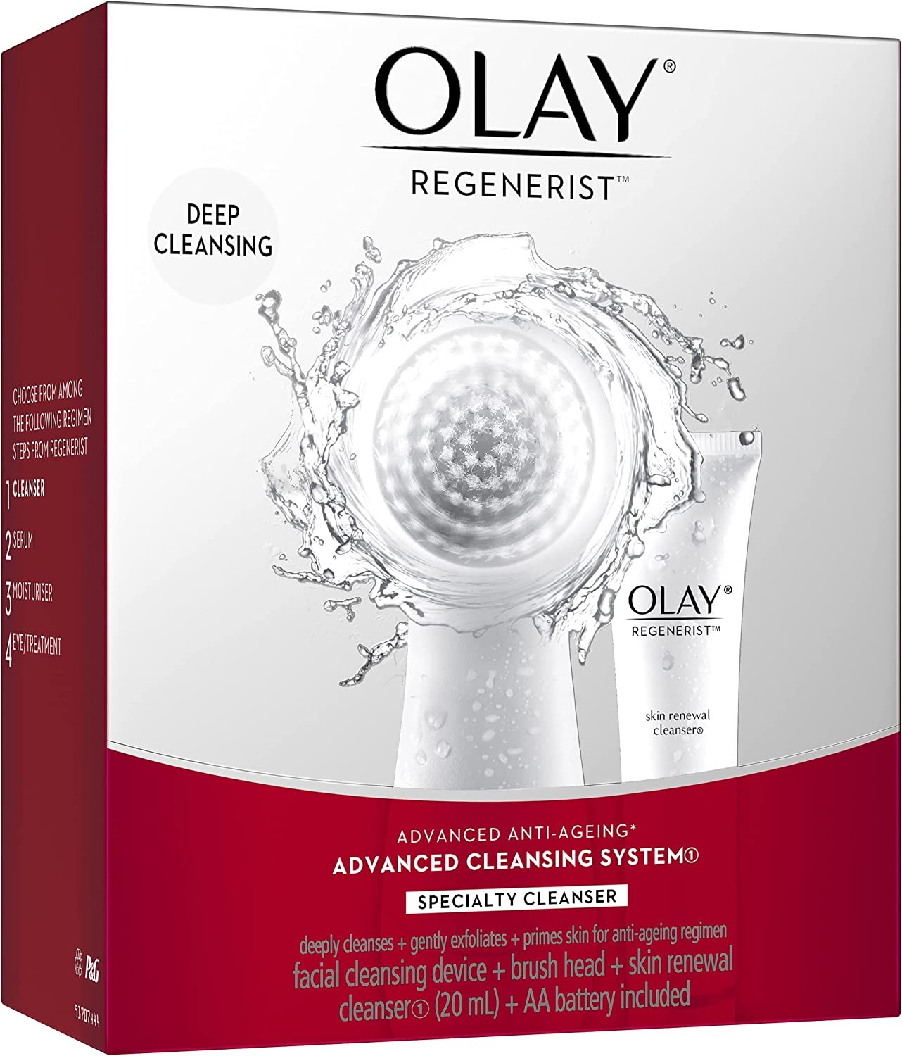 Olay Regenerist Advanced anti Ageing and Cleansing System (Device, Brush Head and 20Ml Cleanser)