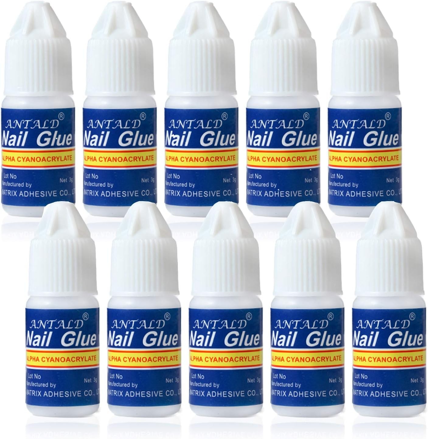 10 Bottles Super Strong Nail Glue for Acrylic Nails, Professional Salon Quality,Ultra Quick and Strong Nail Tip Glue for Broken Nails Adhesive Super Bond for Press on Fake Nails Long Lasting Nail Glue