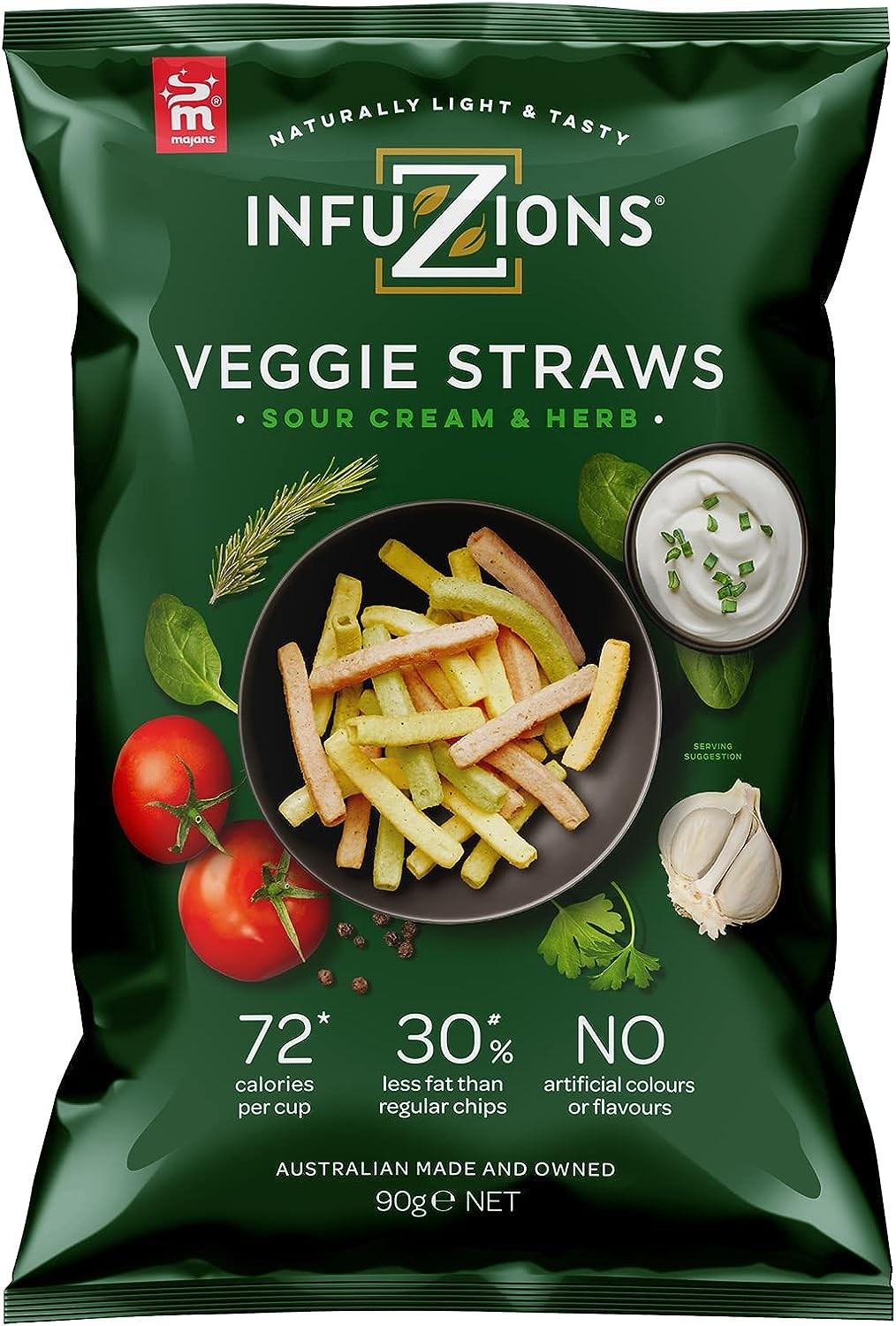 Infuzions Veggie Straws Sour Cream & Herb Flavour 90G