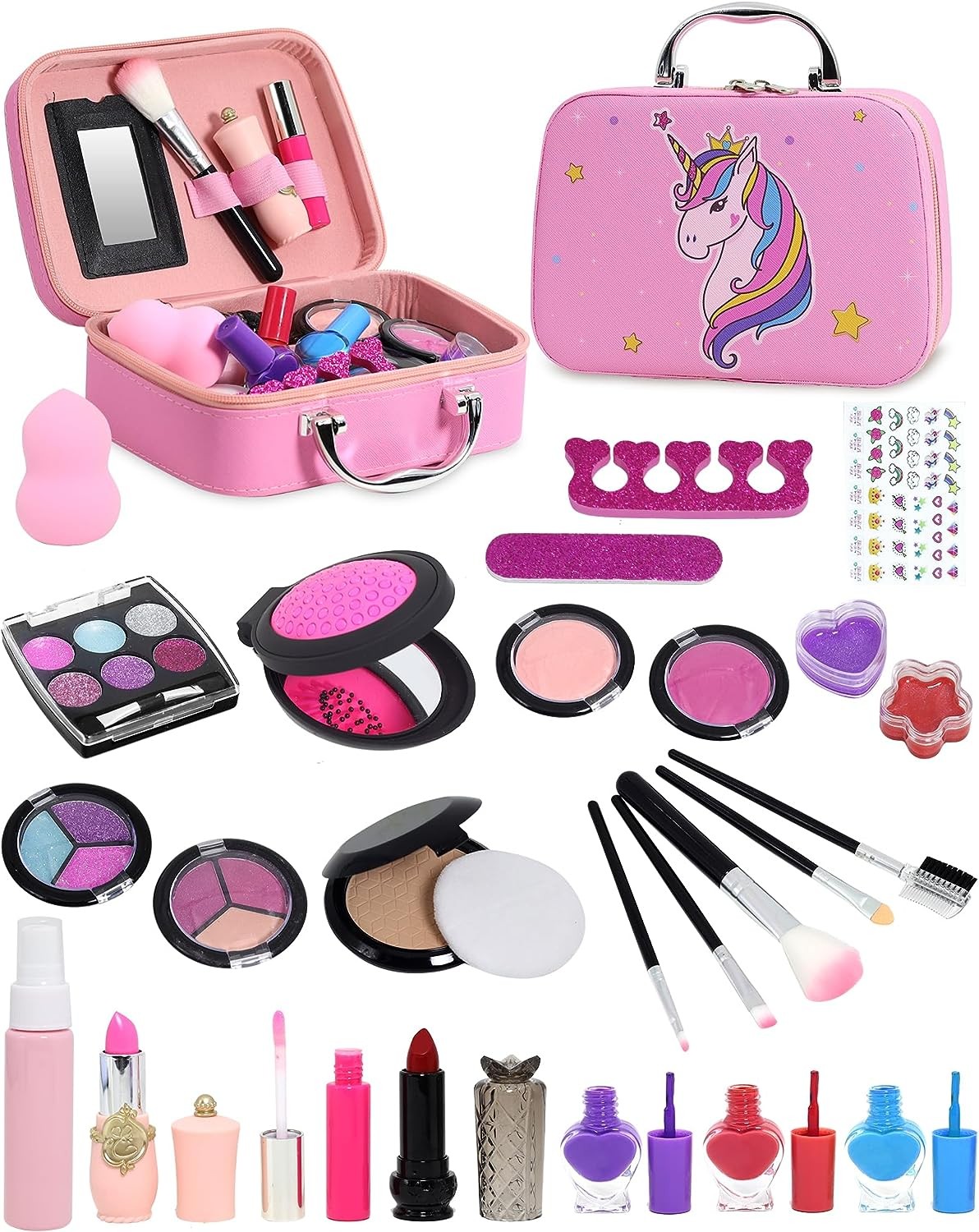 Kids Makeup Kit Girl Toys – Kids Makeup Kit Toys for Girls Unicorns Washable Make up Little Girls, Child Real Makeup Set, Non Toxic Toddlers Cosmetic Kits, Age 3-12 Year Old Children Gift 28PCS