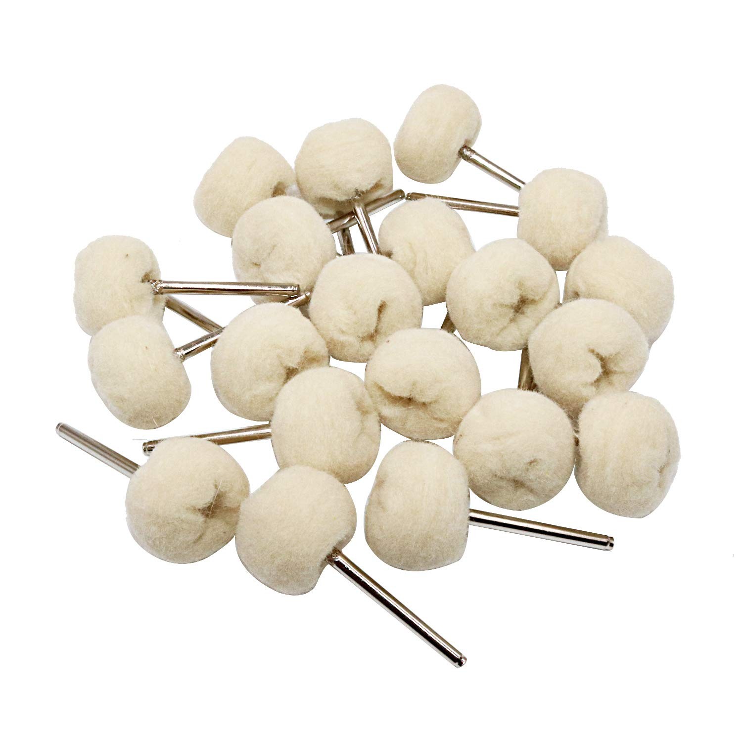 NIUPIKA Cotton Polishing Wheel Dremel Buff Buffing Wheels Soft Fine Rotary Tool Accessories 3Mm Mandrel 20 Pieces