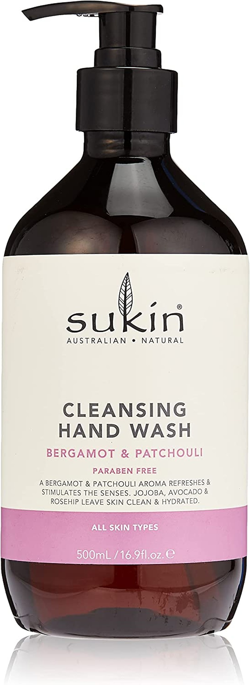 Sukin Sukin Cleansing Hand Wash Bergamot & Patchouli 500 Ml Pump, 500 Millilitre