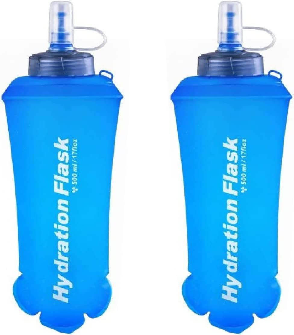 TRIWONDER Hydration Bladder Water Bottle BPA Free Foldable Water Reservoir Hydration Pack for Bicycling Hiking Camping Backpack (500Ml/16.9Oz – Blue – Pack of 2)