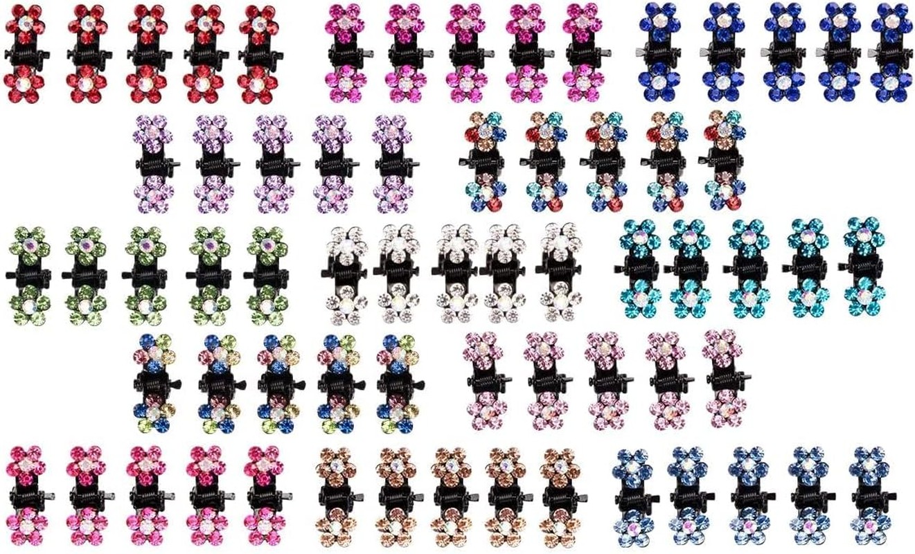 ANBALA Hair Claw Clips, 65Pcs Mini Hair Clips Mix Colored Flower Hair Accessories for Women