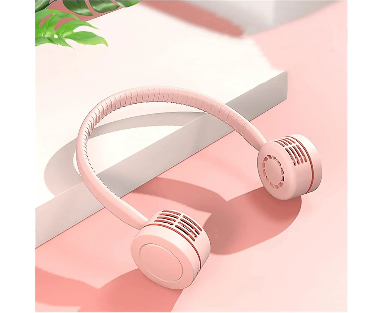 Silent Small Fan Portable Neck Fan USB Charging Neck Fan Hanging Neck Fan Sports Fan Leafless Small Portable Fan -Pink