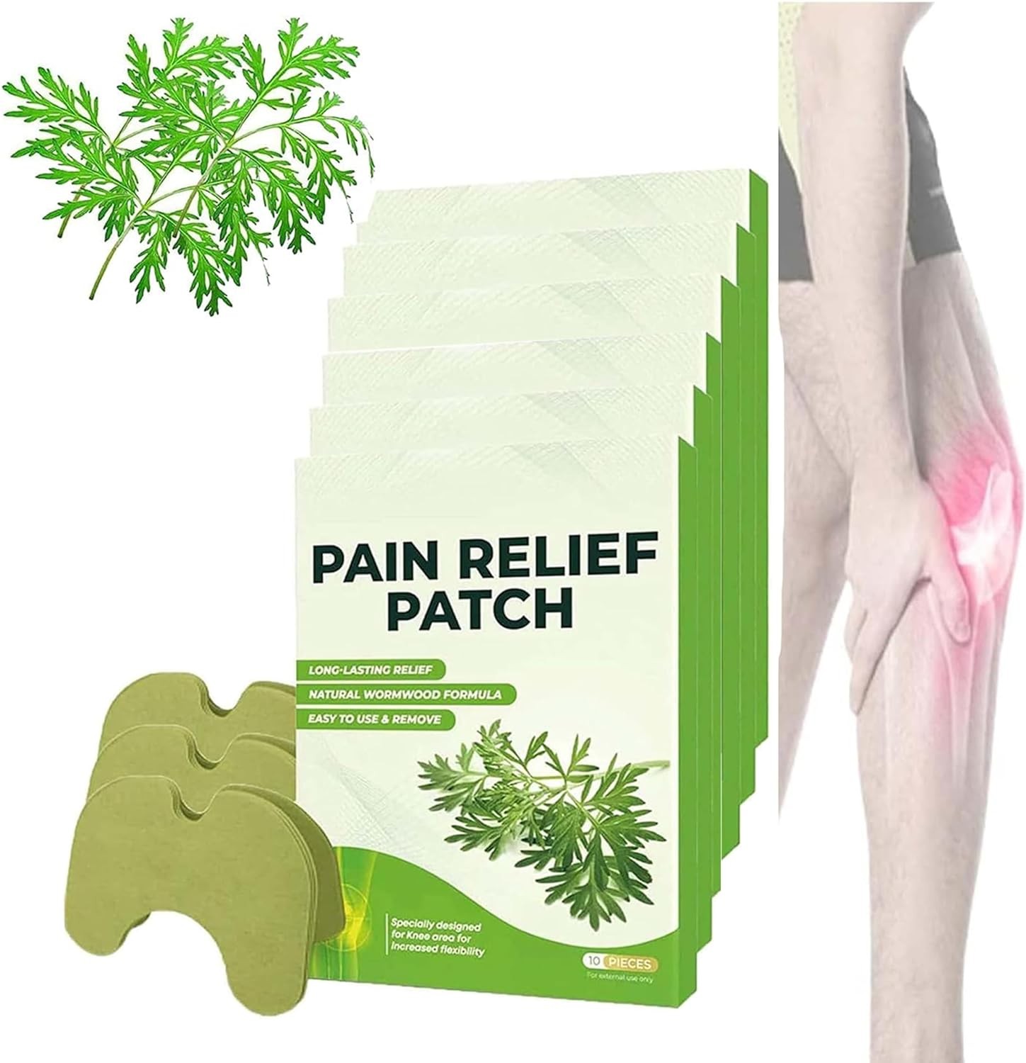 60Pcs Knee Patches, Relief Patch for Knee, Warming Herbal Patches for Knee Patch Paste Long Lasting Relief of Joint Uncomfortable Wormwood Extract Sticker for Knee, Back, Neck,Shoulder