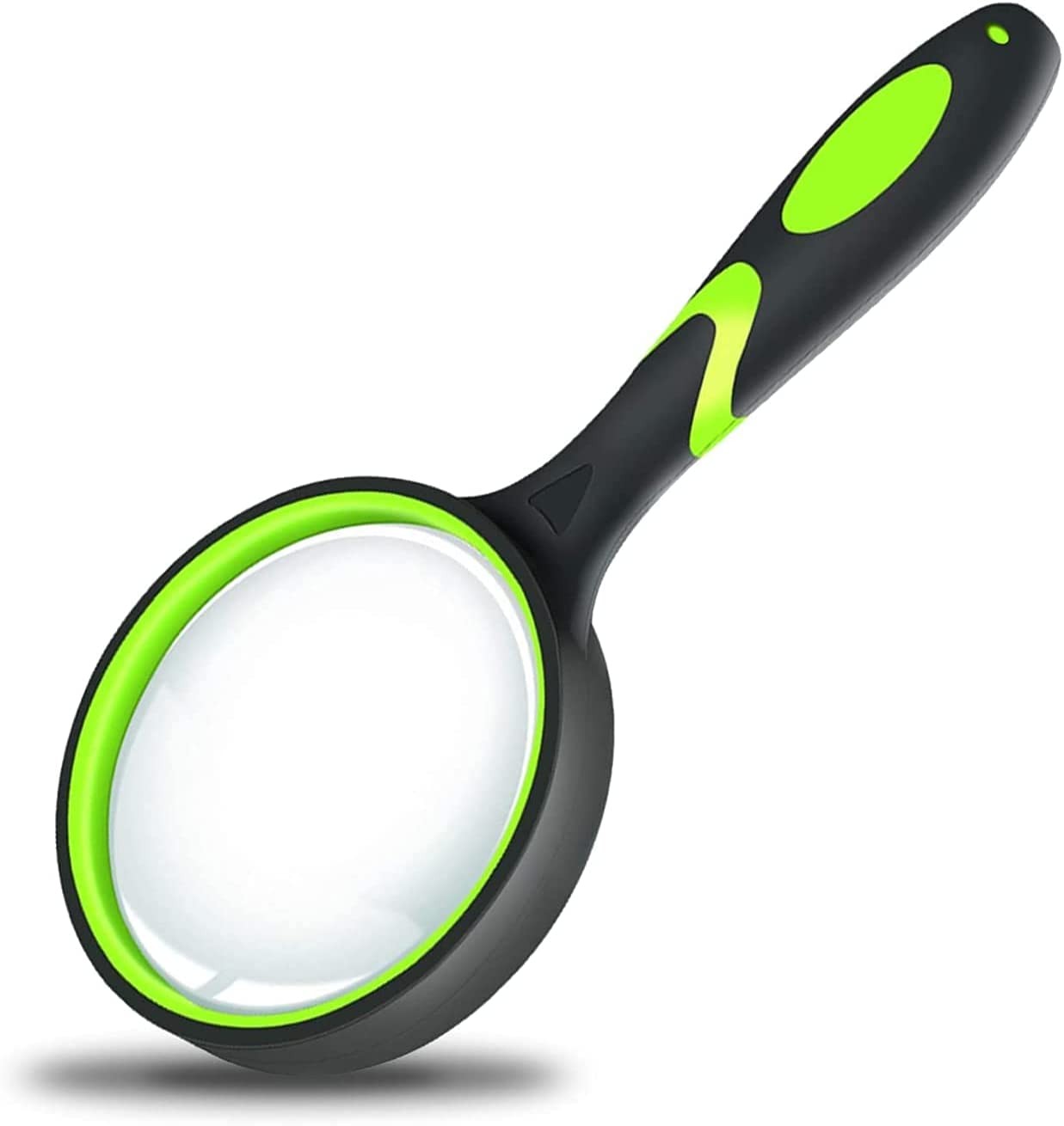 Magnifying Glass – 10X Handheld Reading Magnifier for Kids and Seniors, Non-Scratch Quality Glass Lens, Shatterproof Design, Microfibre Cleaning Cloth Included (Green&Black)