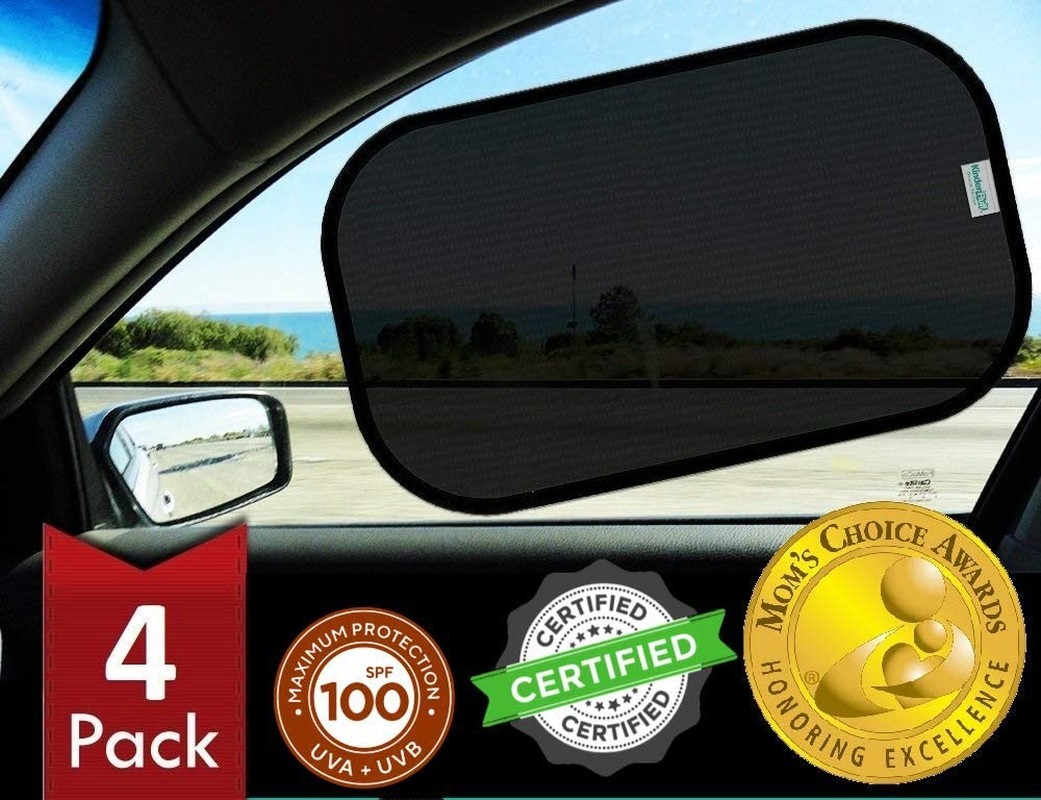 Kinder Fluff Car Window Shade (4 Pack)-The Only Certified Car Sun Shades Proven to Block over 99% UVA & UVB,50+UPF for Maximum Sun Protection-Mom’S Choice Gold Award Winning Car Accessories for Baby