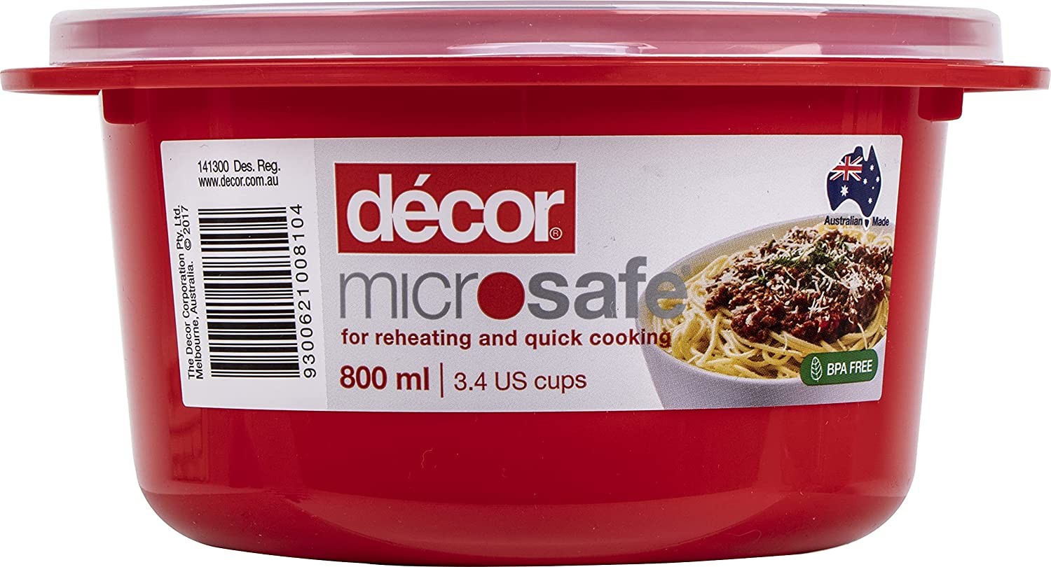 Decor Microsafe Decor round Container, 800Ml Capacity, Red