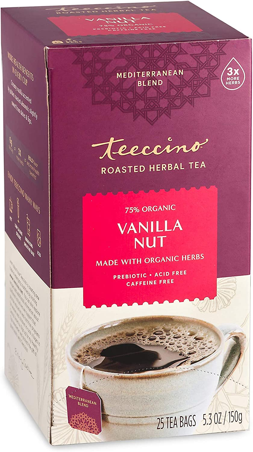 Teeccino Vanilla Nut Medium Roast Roasted Caffeine Free Herbal Tea 150 ...