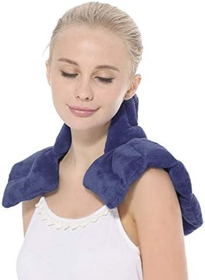 Aroma Season Neck and Shoulder Heat Pad Neck Warmer Microwave Neck Pillow for Neck Pain Heating Pad (Blue)