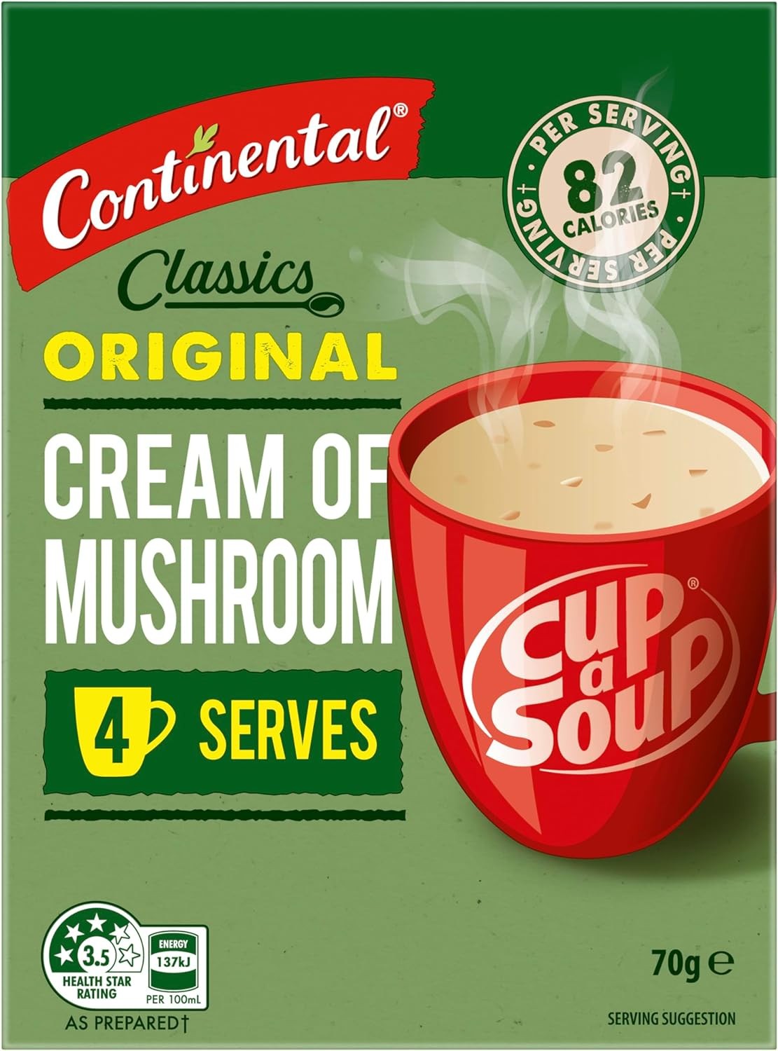 Continental Classics Original Cream of Mushroom Soup Cup a Soup 70 G