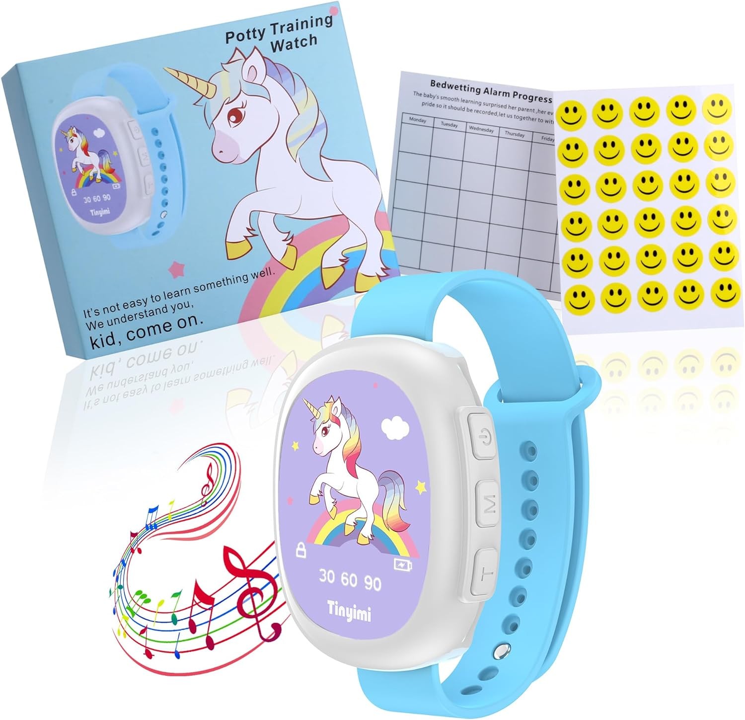 Tinyimi Rechargeable Unicorn Potty Training Watch with 5 Music & Timer Setting Toilet Training Timer