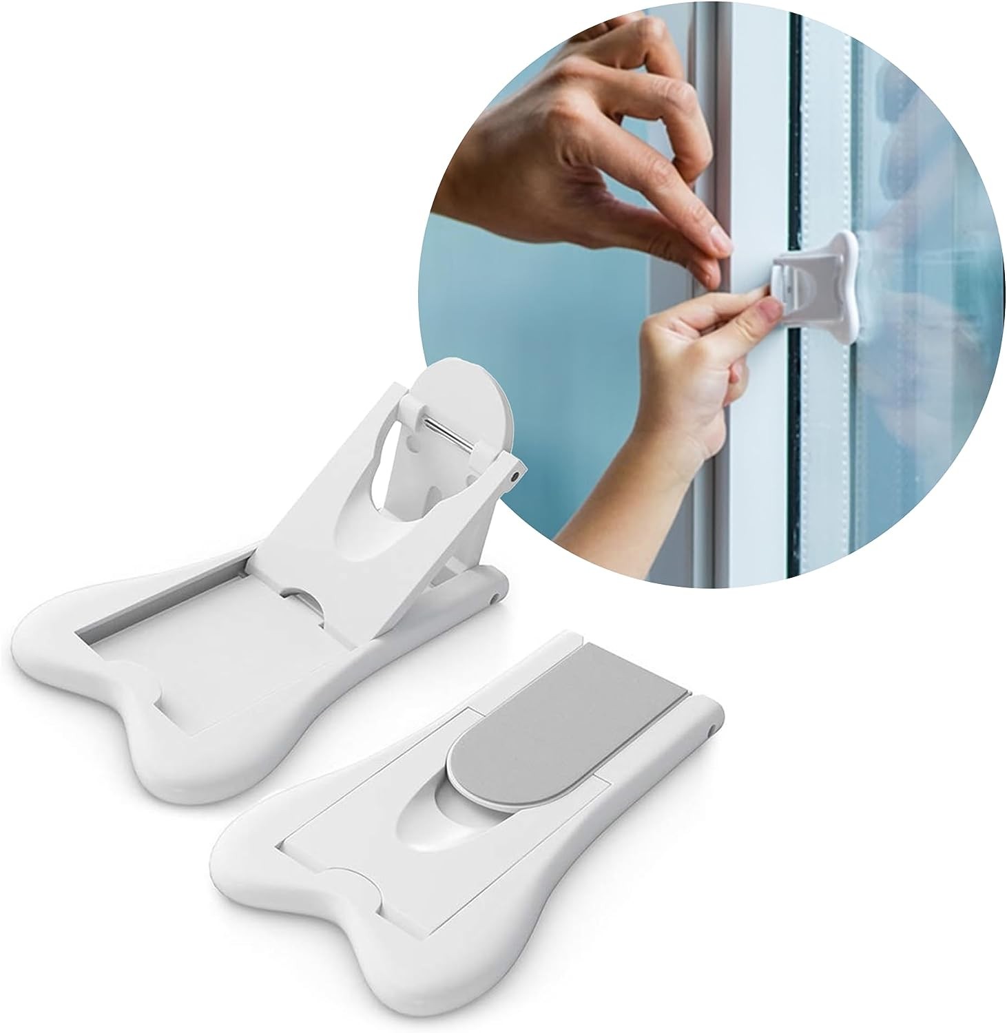 Sliding Door Lock for Child Safety – Baby Proof Doors & Closets. Childproof Your Home with No Screws or Drills by Ashtonbee (Set of 2 White)