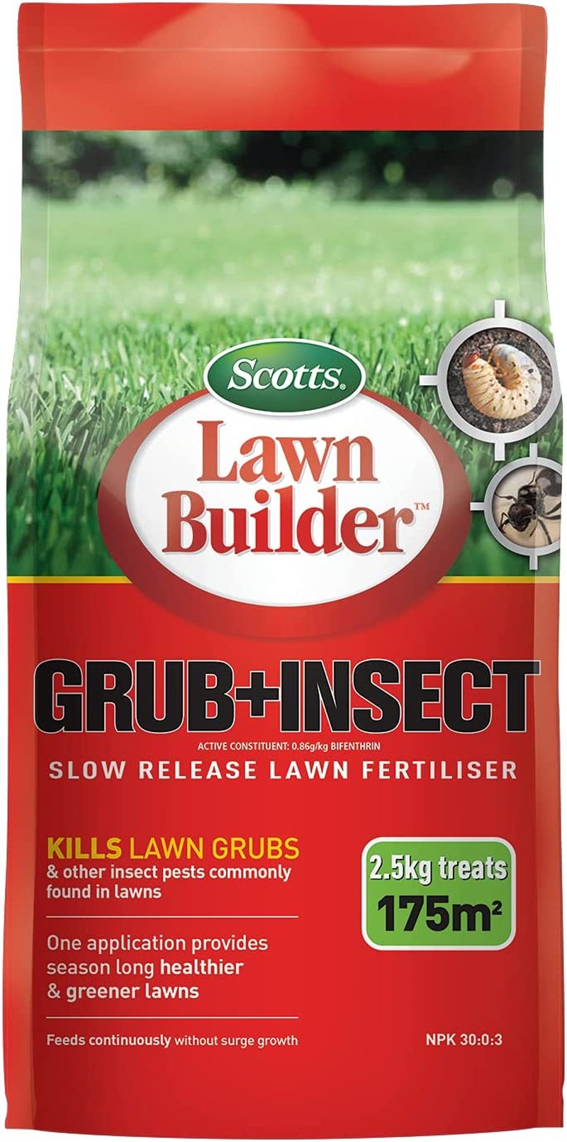 Scotts Lawn Builder – Grub and Insect Slow Release Lawn Fertiliser 2.5Kg – Suitable for All Types of Lawn Grass – Kills Weeds Not Lawns