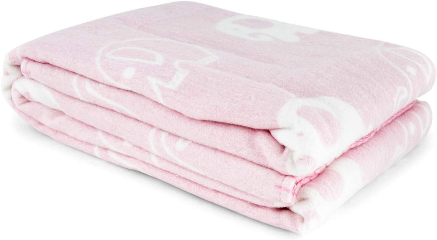 Playgro Elephant Printed Cot Blanket for Baby Girl, Pink, 1.2 X 1.4 M